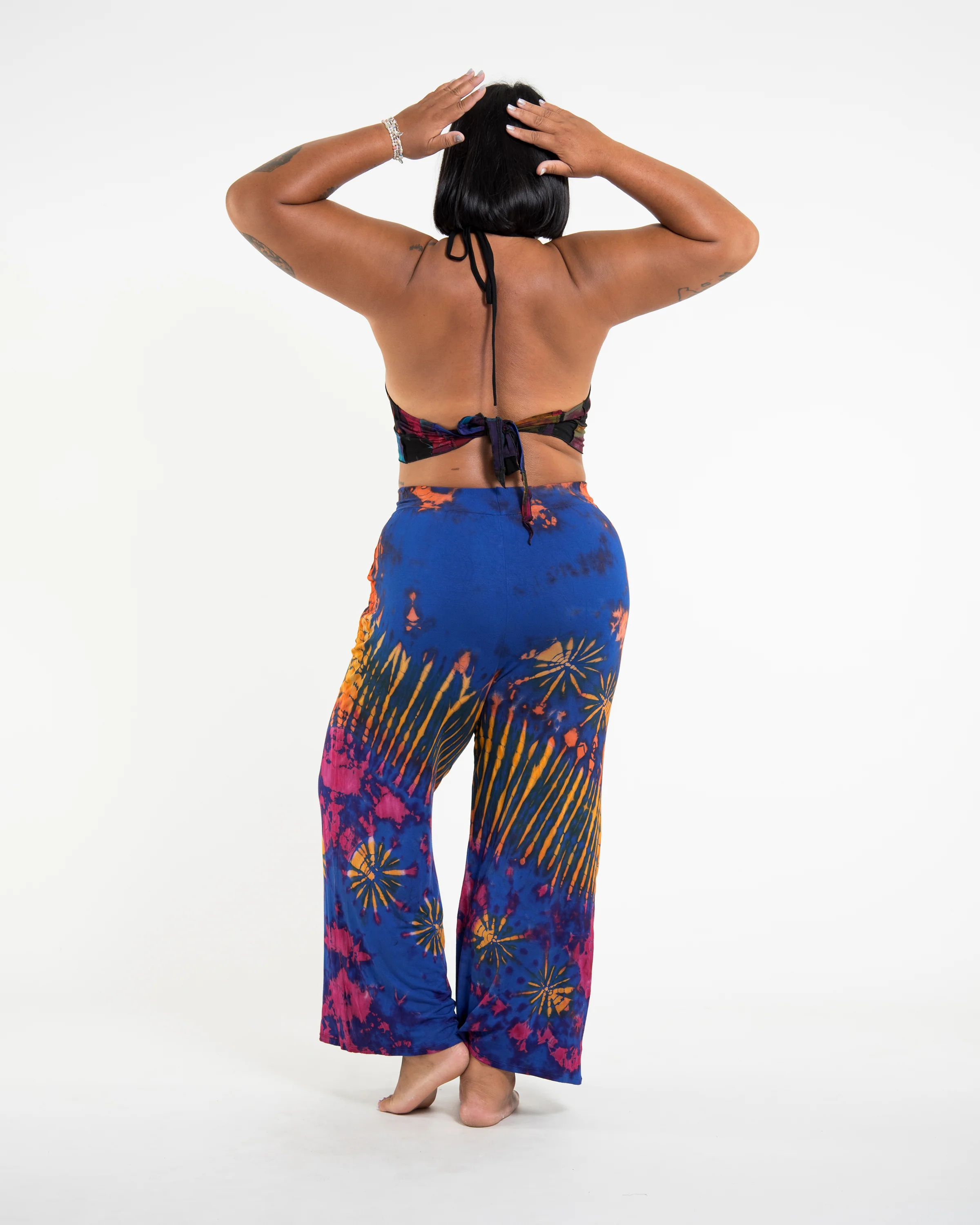 1434-Tie-Dye-Wide-Leg-Palazzo-Harem-Pants-Cotton-in-Royal-Blue-5.webp Tie Dye Wide Leg Palazzo Harem Pants Cotton in Royal Blue