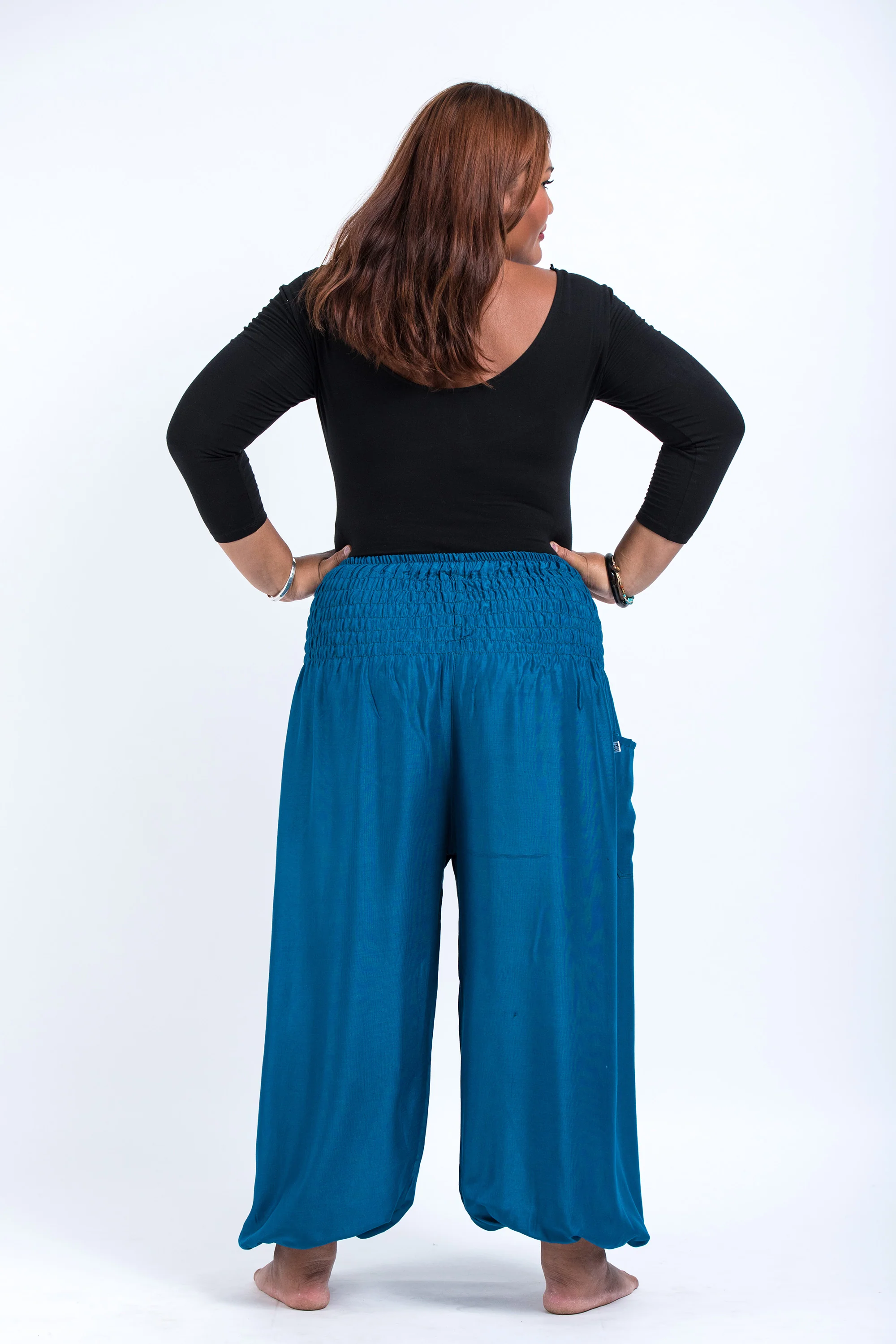 1439-Plus-Size-Solid-Color-Women-s-Harem-Pants-in-Aqua-Blue-4.webp Plus Size Solid Color Women's Harem Pants in Aqua Blue