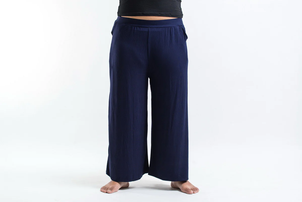 1440-Plus-Size-Wide-Leg-Palazzo-Harem-Pants-Cotton-Blue-2.webp Plus Size Wide Leg Palazzo Harem Pants Cotton Blue