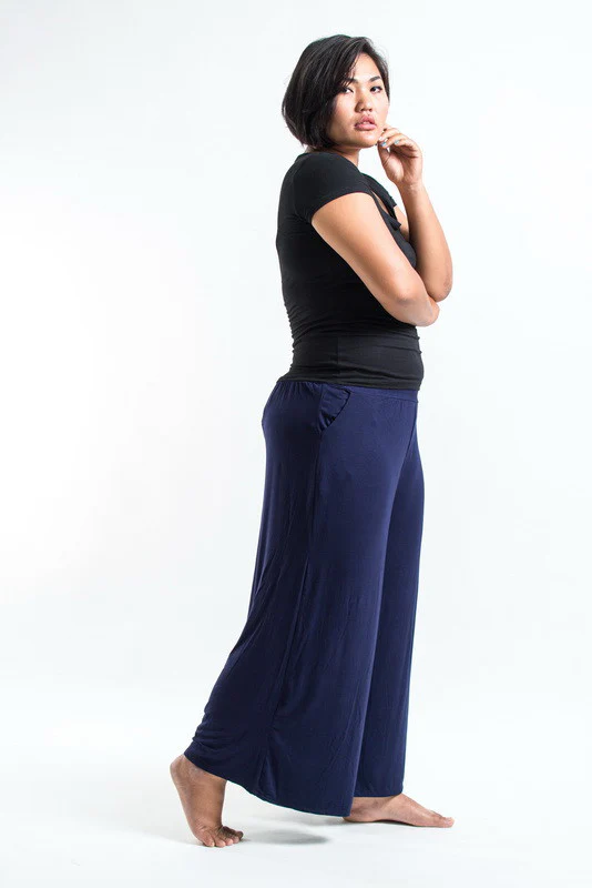 1440-Plus-Size-Wide-Leg-Palazzo-Harem-Pants-Cotton-Blue-3.webp Plus Size Wide Leg Palazzo Harem Pants Cotton Blue