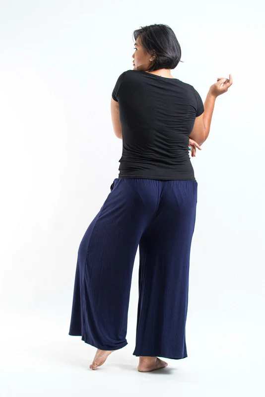 1440-Plus-Size-Wide-Leg-Palazzo-Harem-Pants-Cotton-Blue-4.webp Plus Size Wide Leg Palazzo Harem Pants Cotton Blue