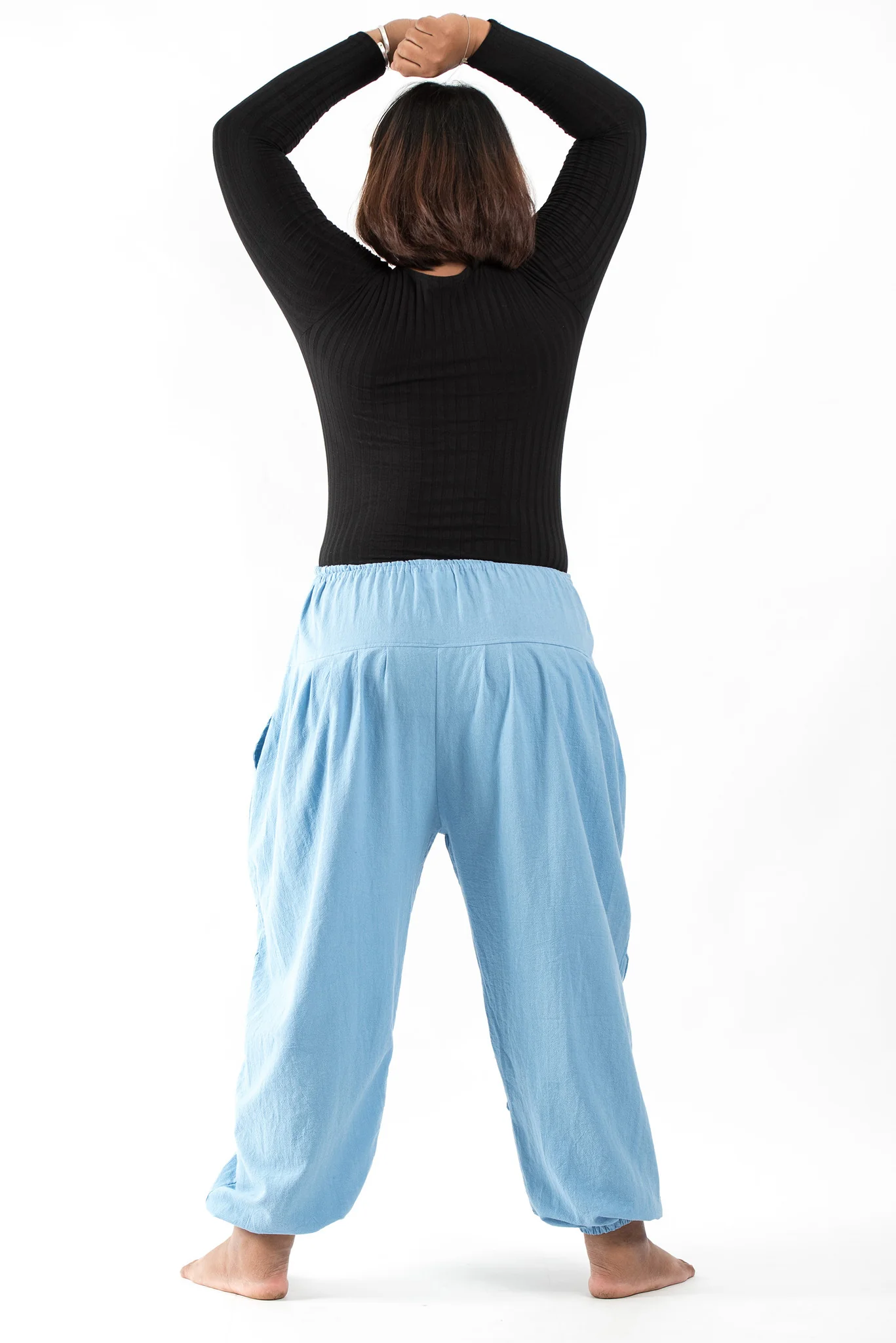 1442-Plus-Size-Genie-Women-s-Cotton-Harem-Pants-in-Light-Blue-5.webp Plus Size Genie Women's Cotton Harem Pants in Light Blue