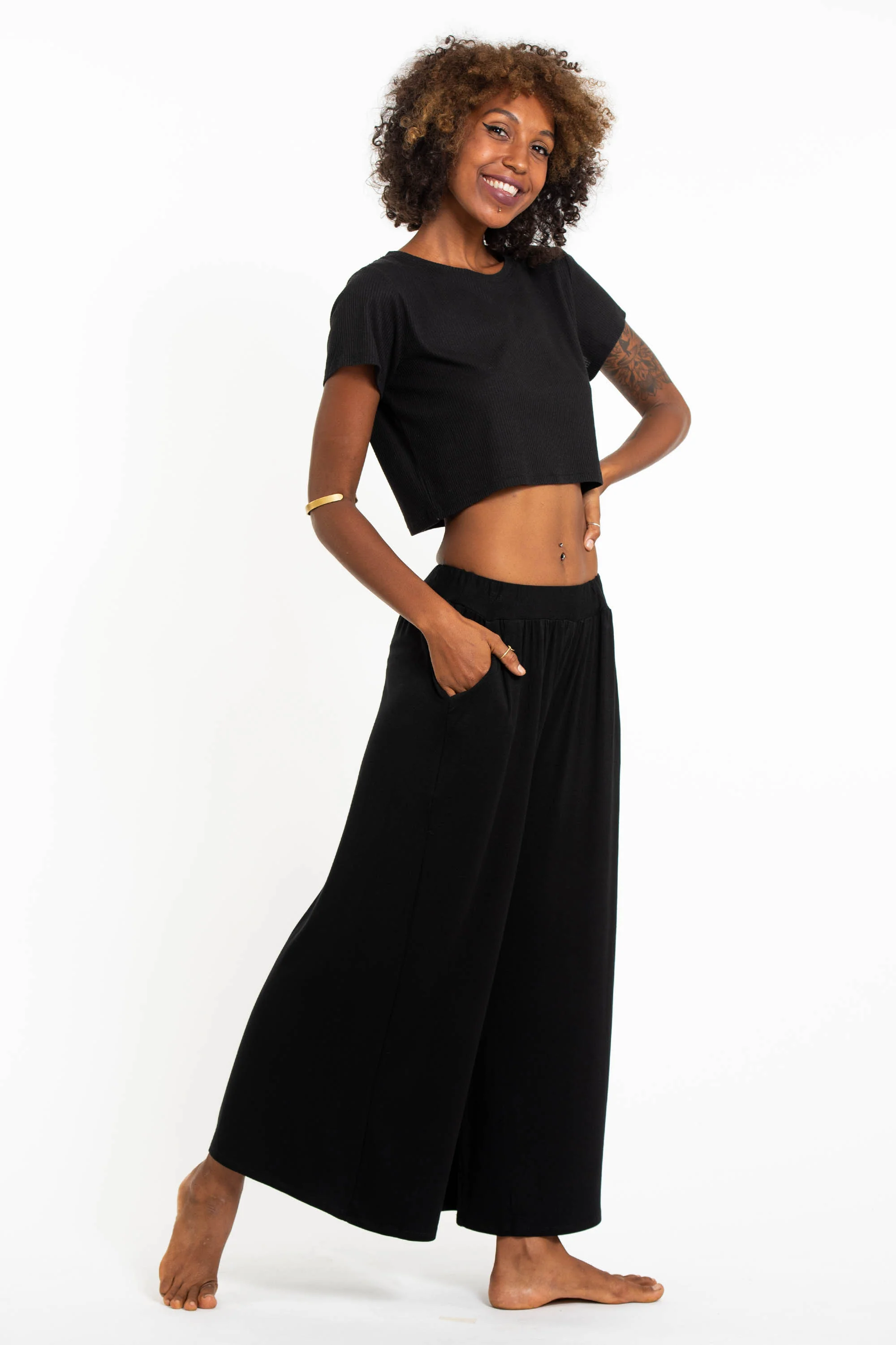 1443-Wide-Leg-Palazzo-Harem-Pants-Cotton-Solid-Black-3.webp Wide Leg Palazzo Harem Pants Cotton Solid Black