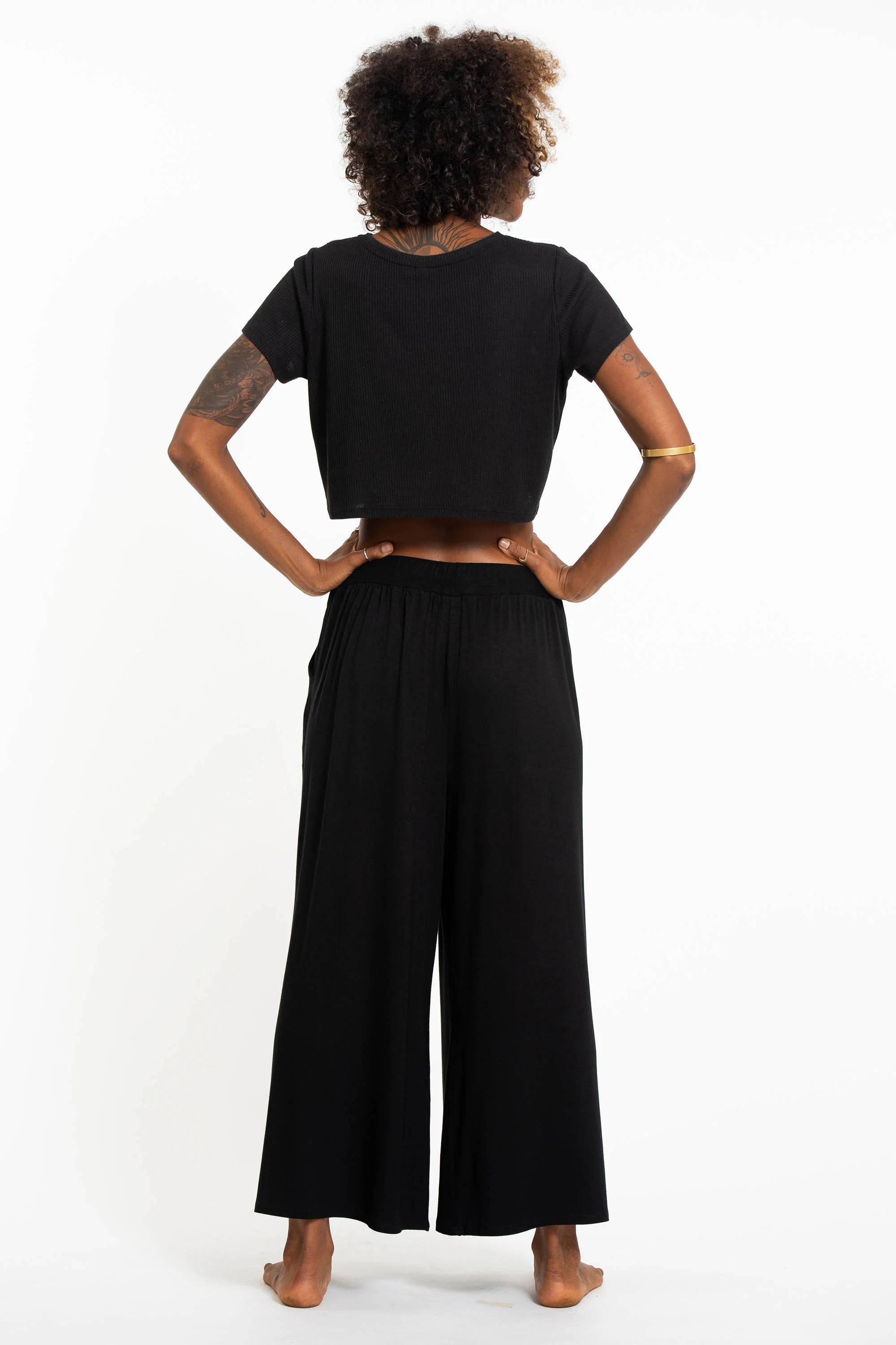 1443-Wide-Leg-Palazzo-Harem-Pants-Cotton-Solid-Black-4.webp Wide Leg Palazzo Harem Pants Cotton Solid Black