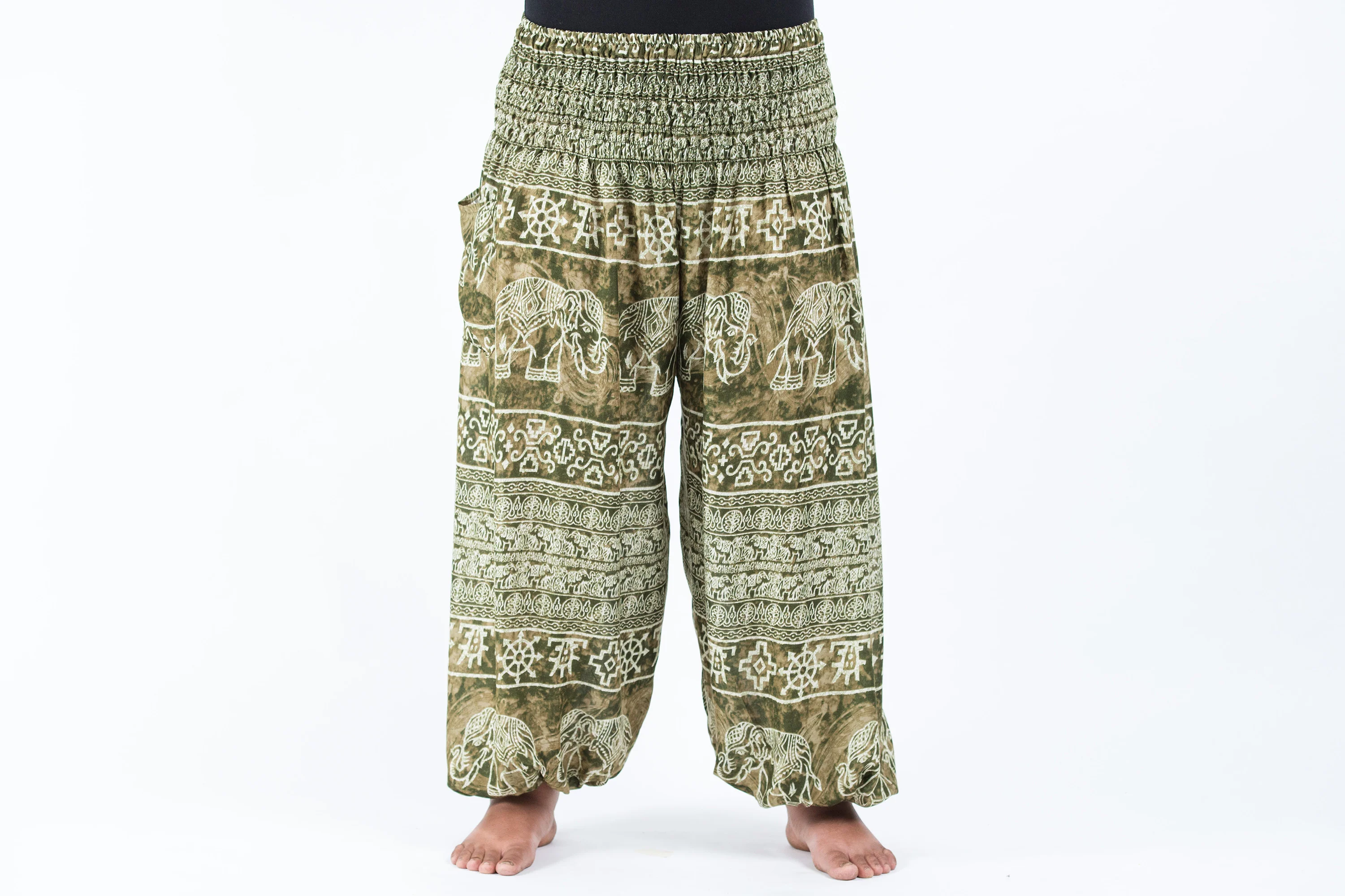 Plus Size Marble Elephant Women's Elephant Pants in Olive