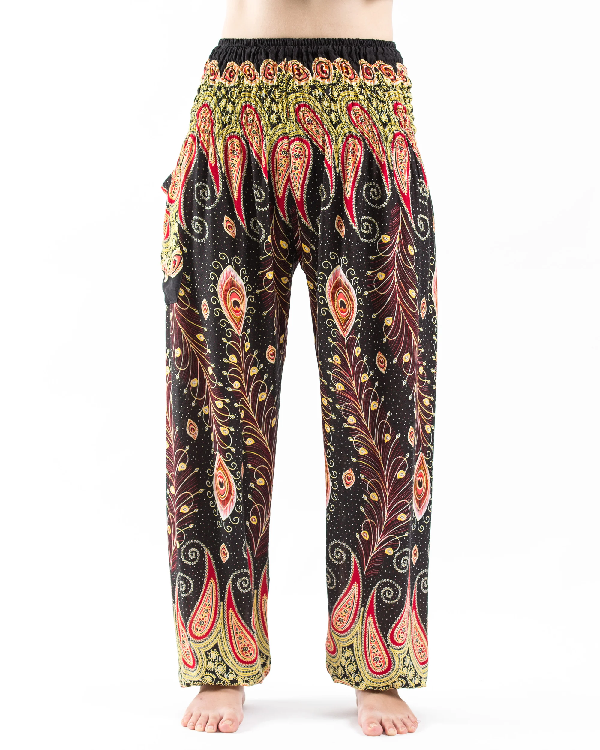 Peacock Paisley Women's Harem Pants in Black