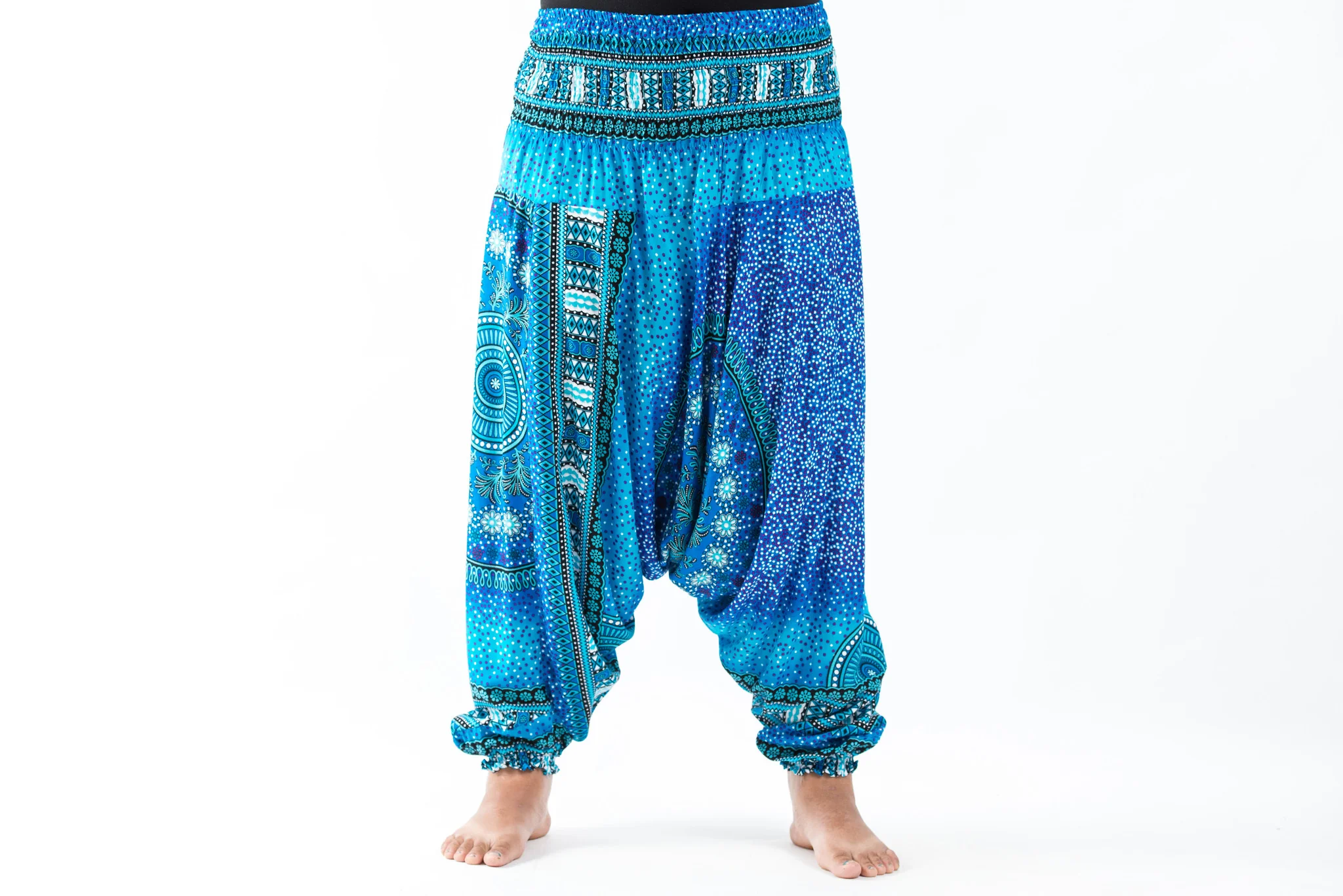 Plus Size Tribal Chakras 2-in-1 Jumpsuit Harem Pants in Blue