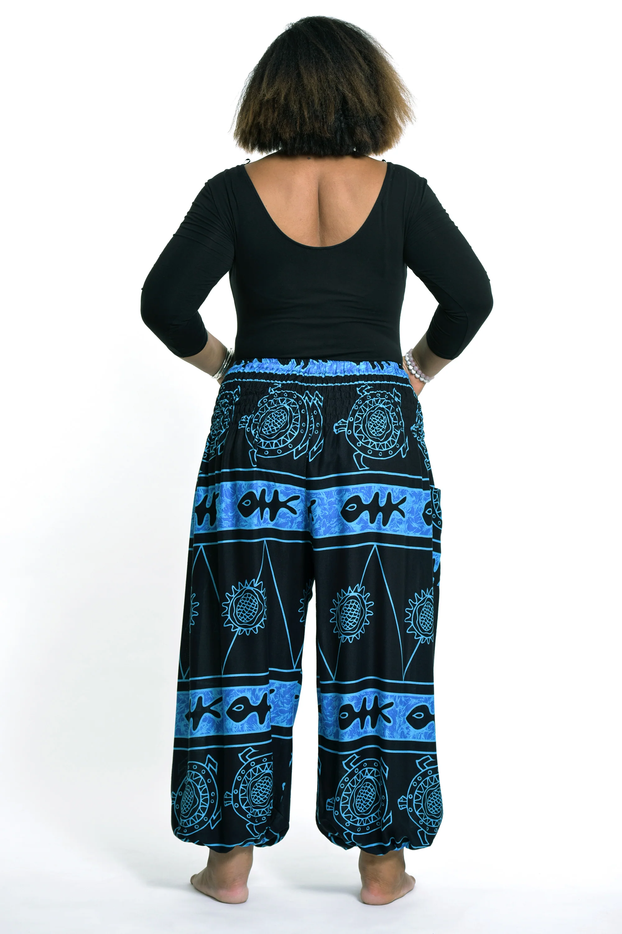 1452-Plus-Size-Turtle-Print-Women-s-Harem-Pants-in-Blue-3.webp Plus Size Turtle Print Women's Harem Pants in Blue