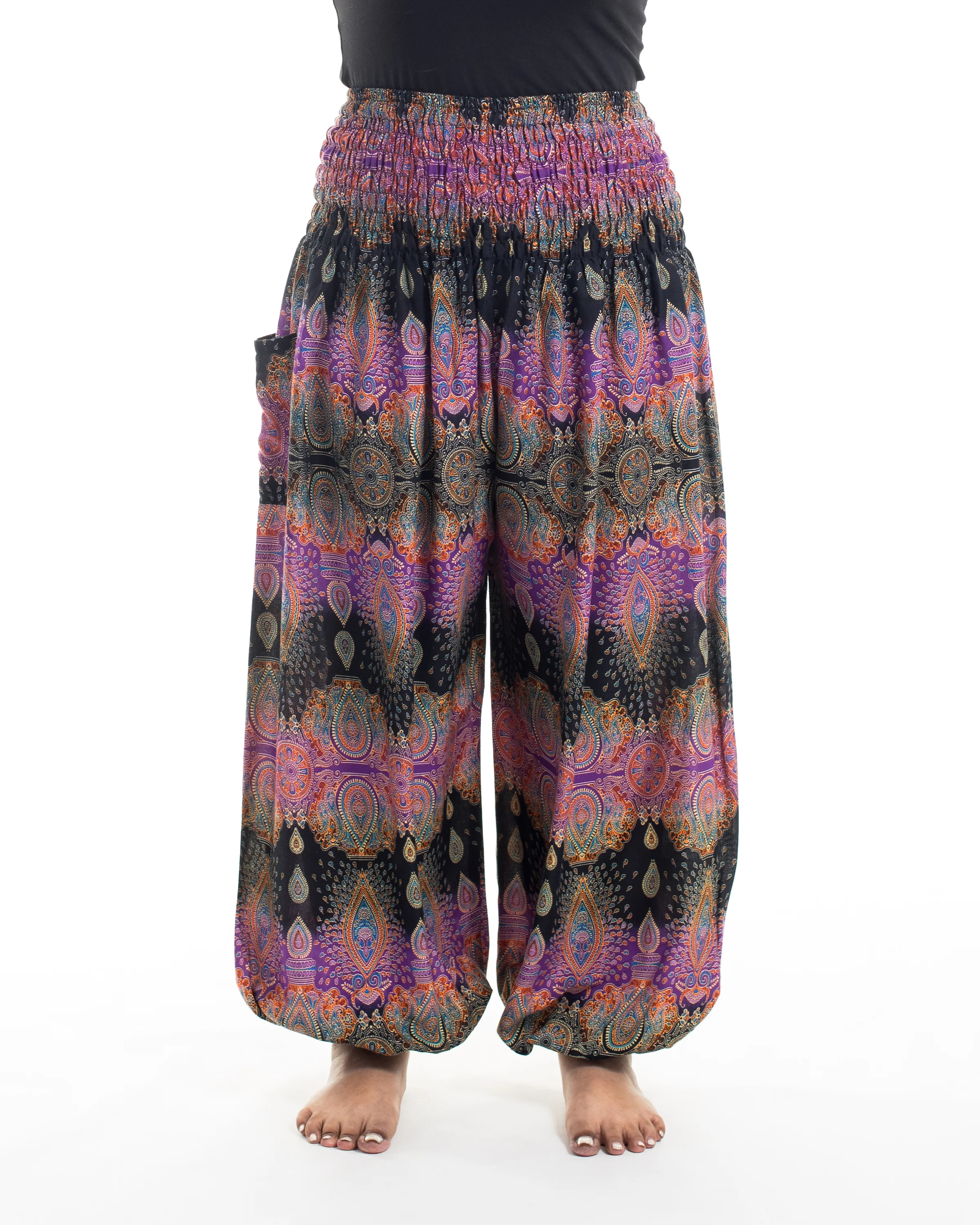 Plus Size Paisley Women's Harem Pants in Purple