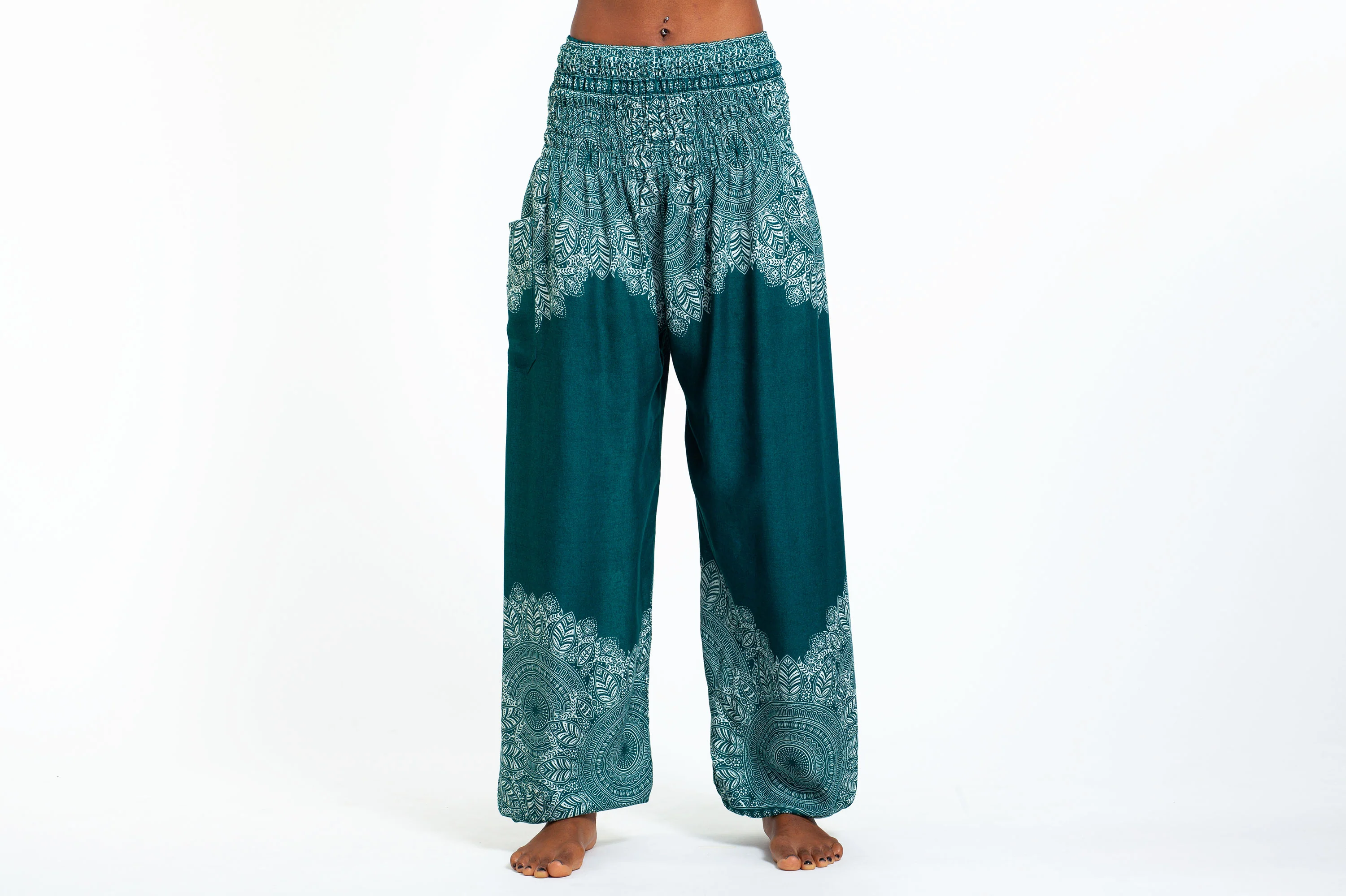 Floral Mandalas Women's Harem Pants in Teal