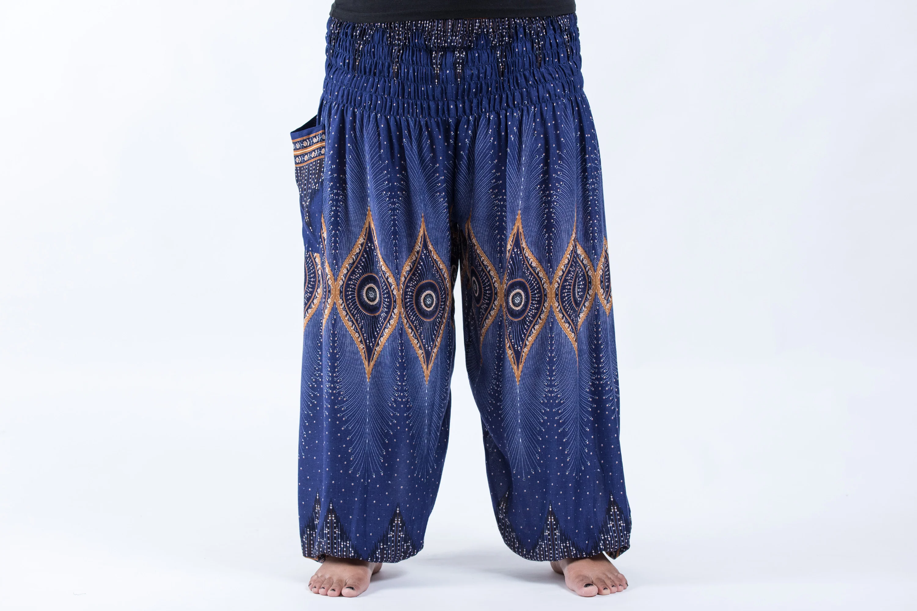 Plus Size Diamond Peacock Women's Harem Pants in Blue
