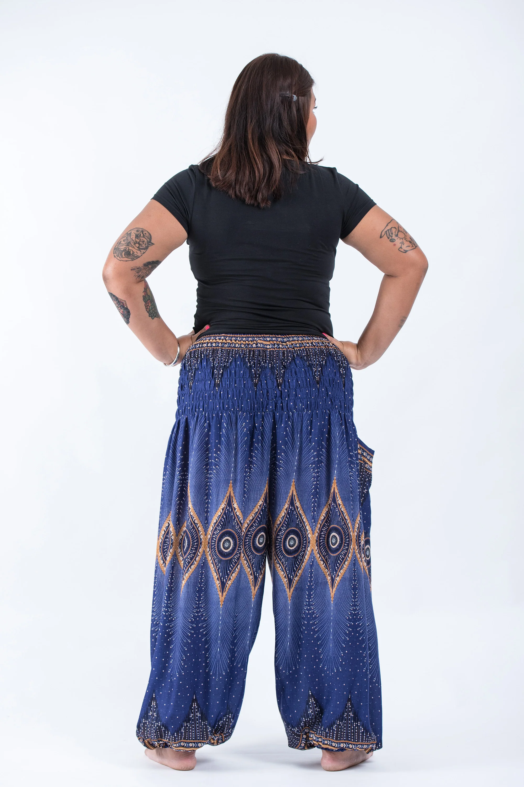1471-Plus-Size-Diamond-Peacock-Women-s-Harem-Pants-in-Blue-3.webp Plus Size Diamond Peacock Women's Harem Pants in Blue