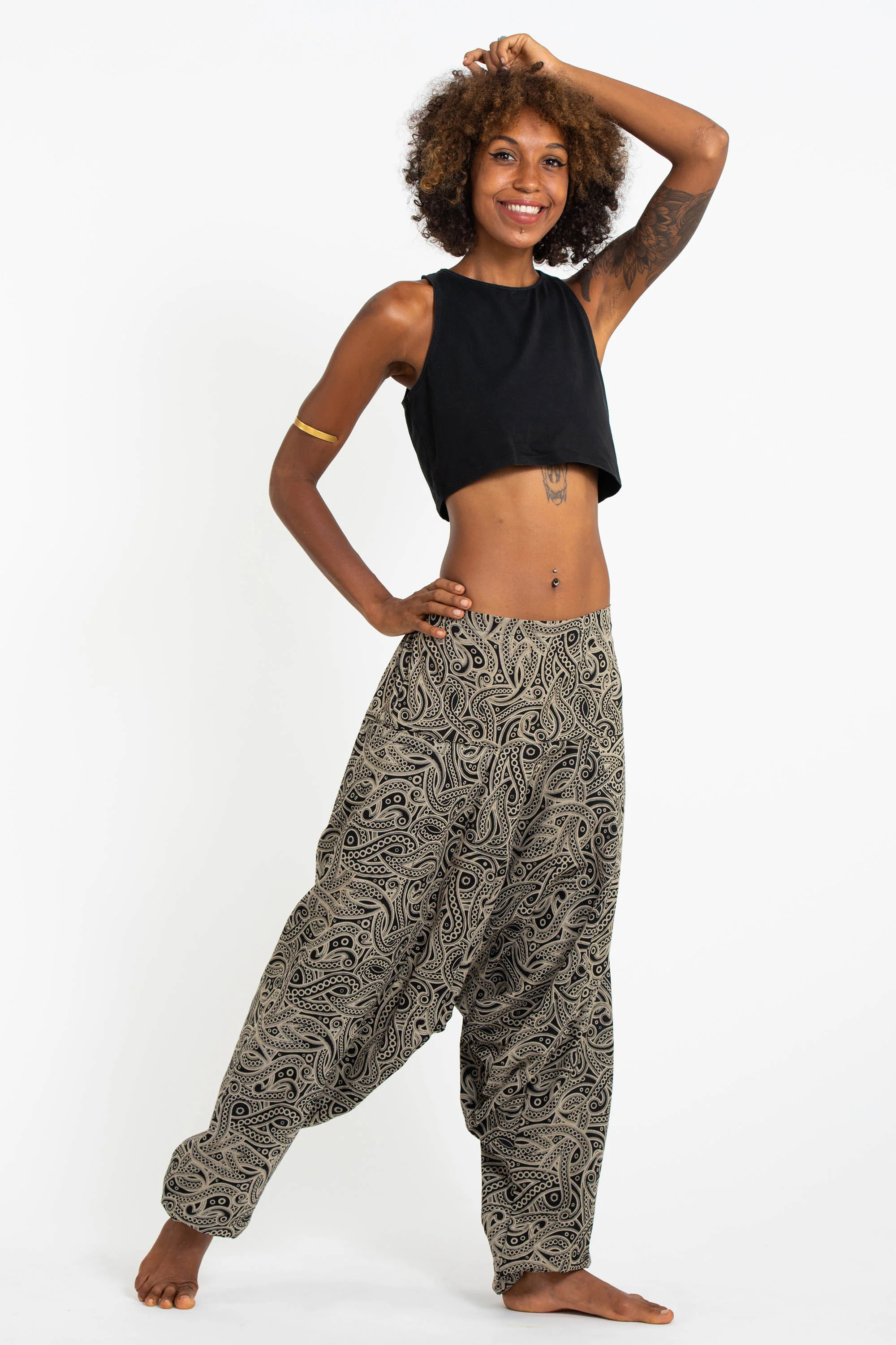 1478-Hill-Tribe-Paisley-Print-Women-s-Harem-Pants-in-Black-3.webp Hill Tribe Paisley Print Women's Harem Pants in Black