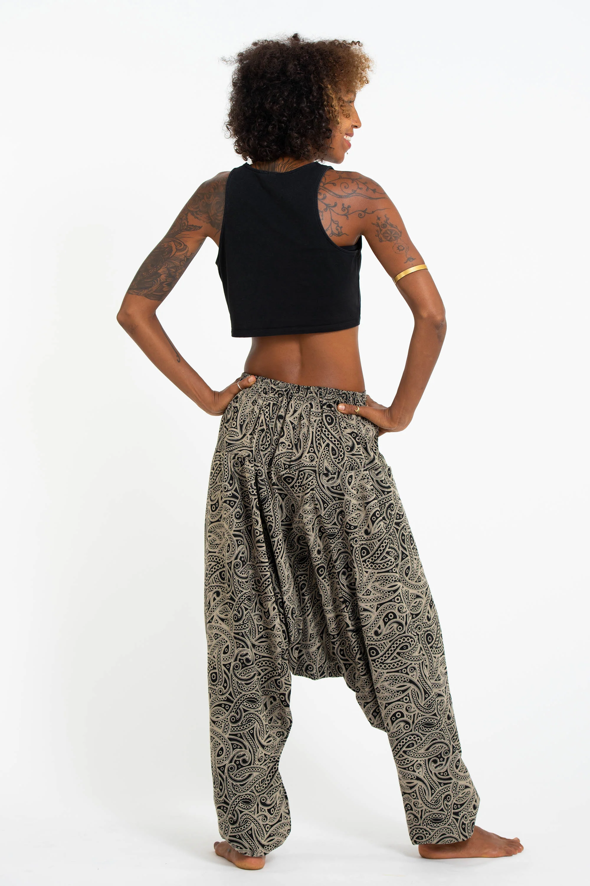 1478-Hill-Tribe-Paisley-Print-Women-s-Harem-Pants-in-Black-4.webp Hill Tribe Paisley Print Women's Harem Pants in Black