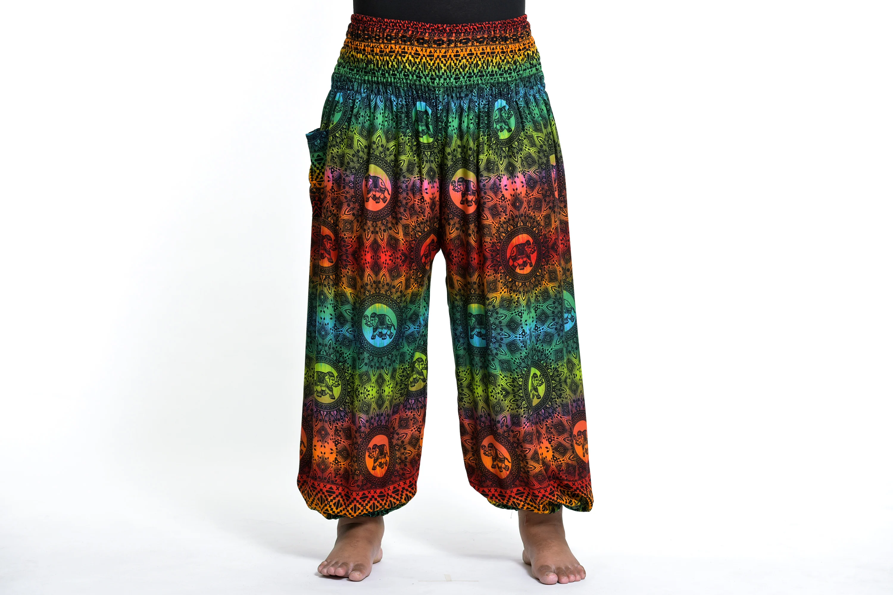 Plus Size Rainbow Elephant Women's Elephant Pants in Orange