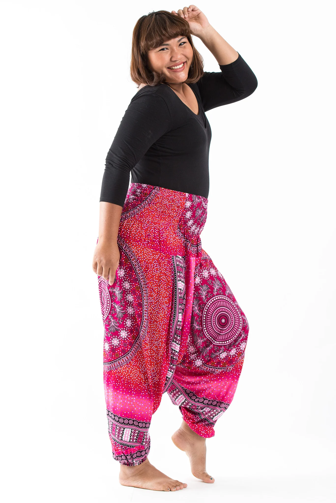 1481-Plus-Size-Tribal-Chakras-2-in-1-Jumpsuit-Harem-Pants-in-Pink-3.webp Plus Size Tribal Chakras 2-in-1 Jumpsuit Harem Pants in Pink