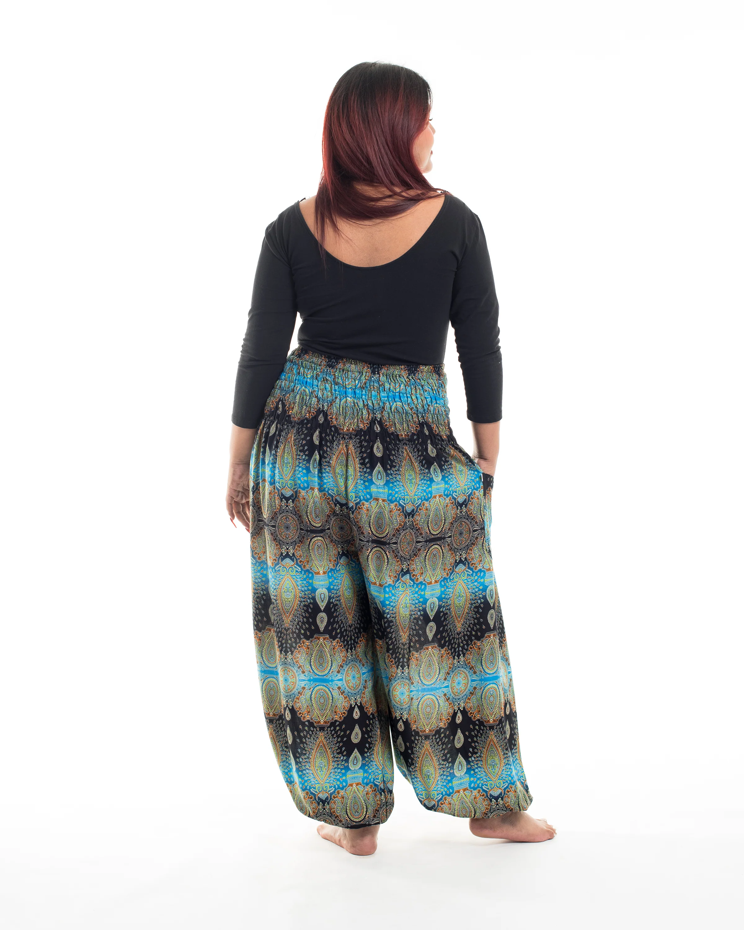 1484-Plus-Size-Paisley-Women-s-Harem-Pants-in-Turquoise-4.webp Plus Size Paisley Women's Harem Pants in Turquoise
