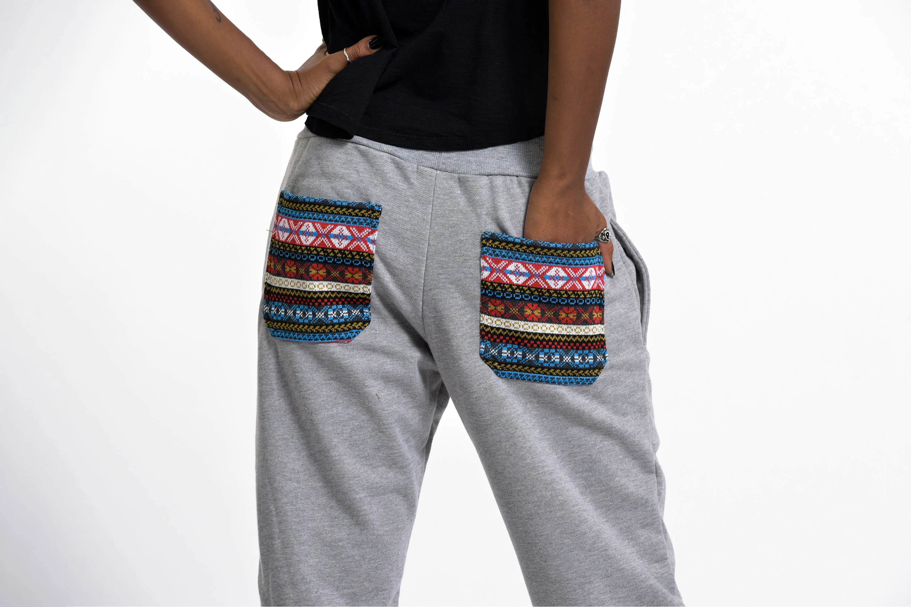 1493-Women-s-Terry-Pants-with-Aztec-Pockets-in-Gray-Size-S-XL-3.webp Women's Terry Pants with Aztec Pockets in Gray (Size S - XL )