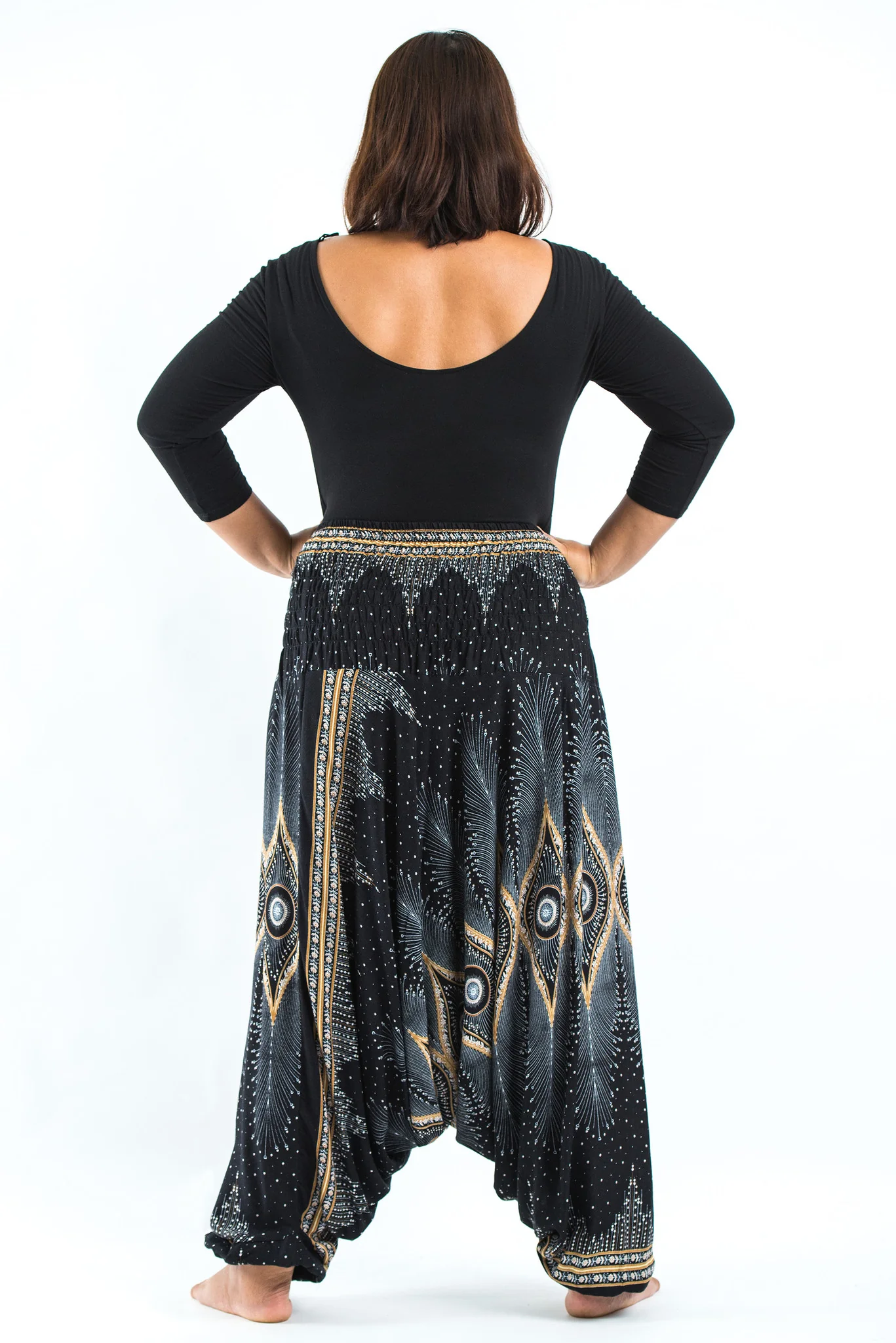 1501-Plus-Size-Diamond-Peacock-2-in-1-Jumpsuit-Harem-Pants-in-Black-4.webp Plus Size Diamond Peacock 2-in-1 Jumpsuit Harem Pants in Black