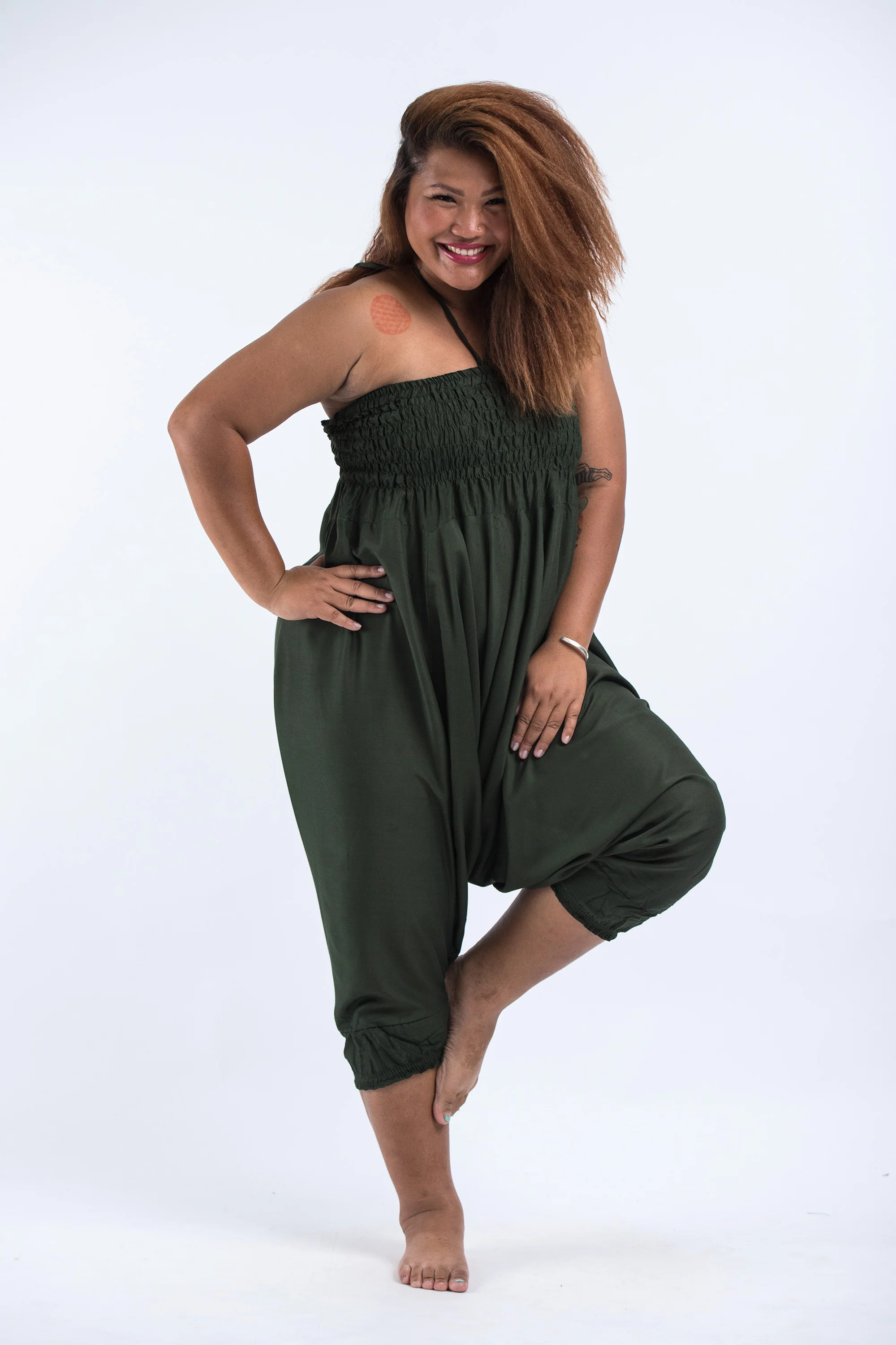 1504-Plus-Size-Solid-Color-2-in-1-Jumpsuit-Harem-Pants-in-Dark-green-5.webp Plus Size Solid Color 2-in-1 Jumpsuit Harem Pants in Dark green