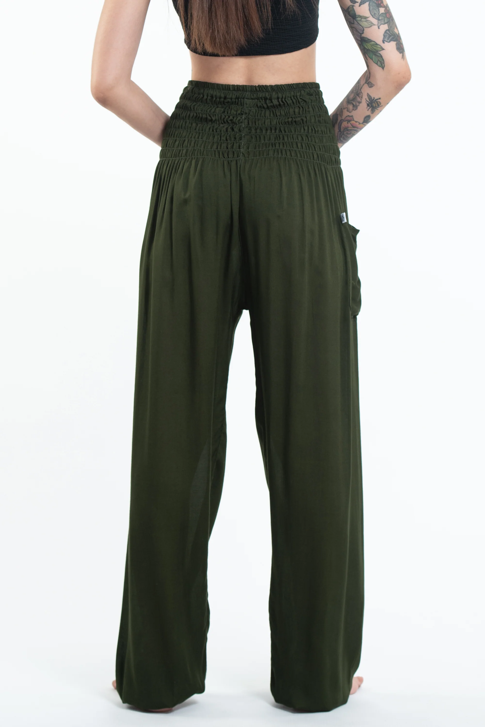 1505-Solid-Color-Women-s-Tall-Harem-Pants-in-Dark-Green-4.webp Solid Color Women's Tall Harem Pants in Dark Green