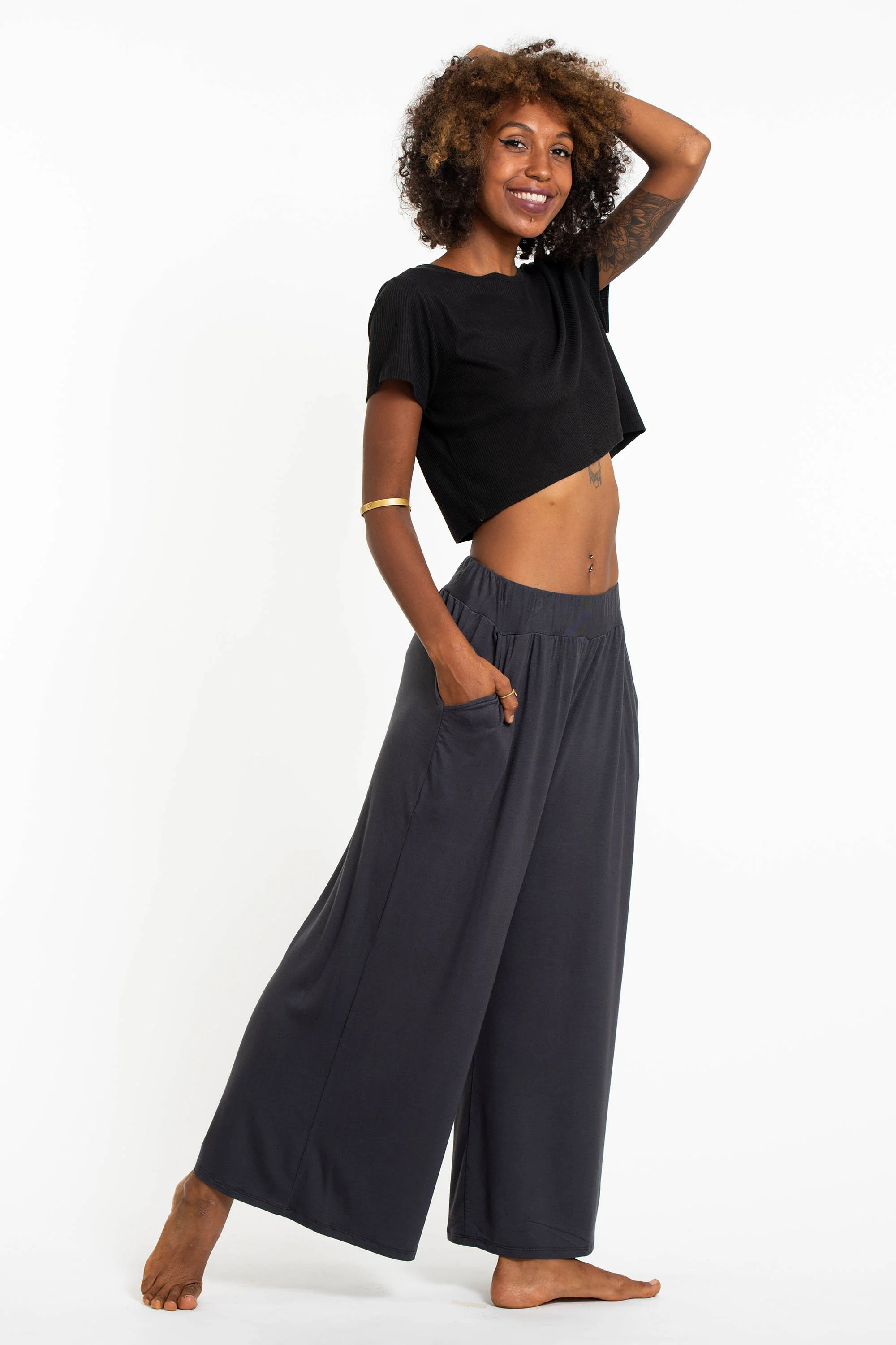 1509-Wide-Leg-Palazzo-Harem-Pants-Cotton-Solid-Gray-3.webp Wide Leg Palazzo Harem Pants Cotton Solid Gray