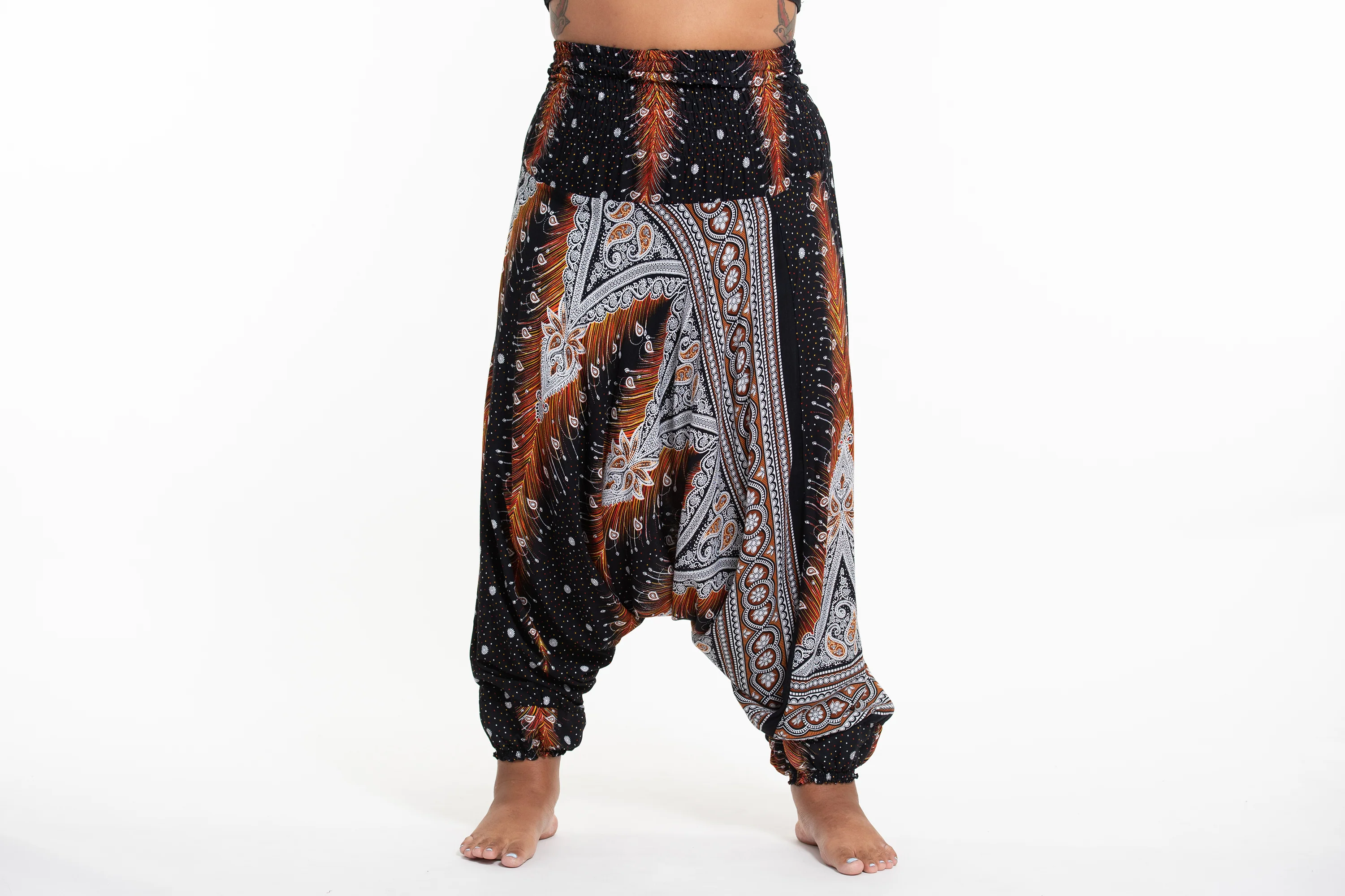 1514-Plus-Size-Peacock-Feathers-2-in-1-Jumpsuit-Harem-Pants-in-Black-2.webp Plus Size Peacock Feathers 2-in-1 Jumpsuit Harem Pants in Black