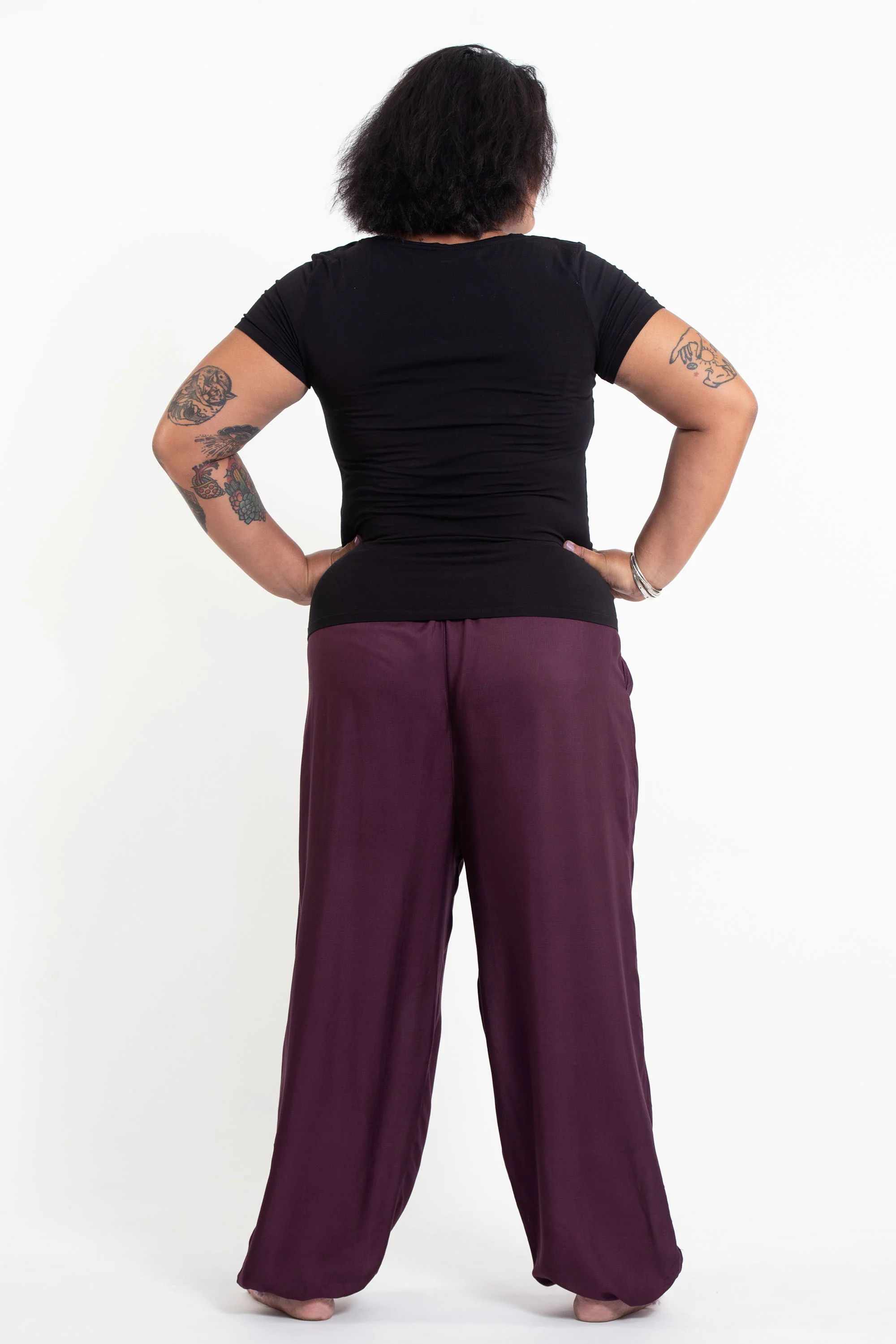 1519-Plus-Size-Solid-Color-Drawstring-Women-s-Yoga-Massage-Pants-in-Dark-Purple-4.webp Plus Size Solid Color Drawstring Women's Yoga Massage Pants in Dark Purple