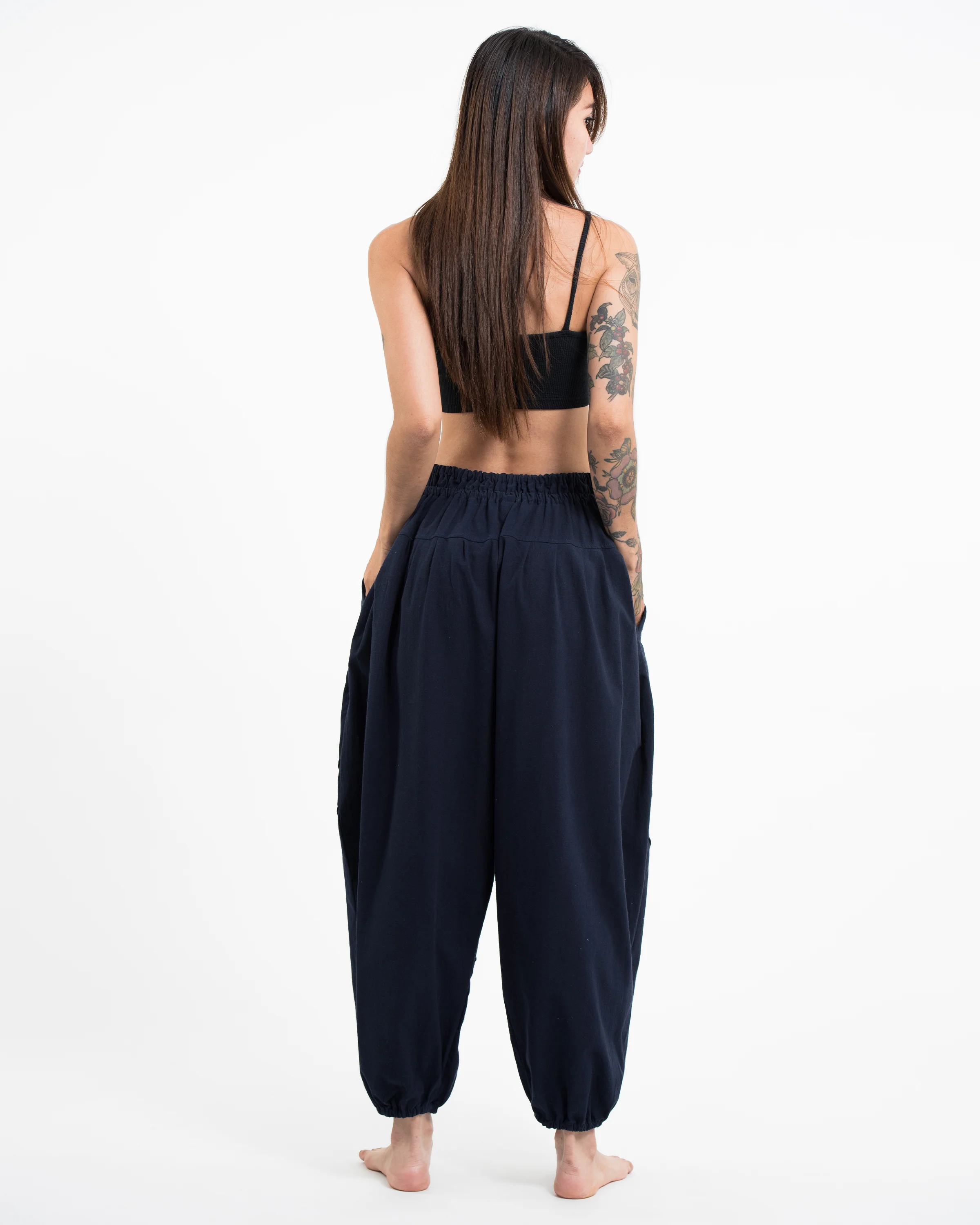 1522-Genie-Women-s-Cotton-Harem-Pants-in-Navy-3.webp Genie Women's Cotton Harem Pants in Navy