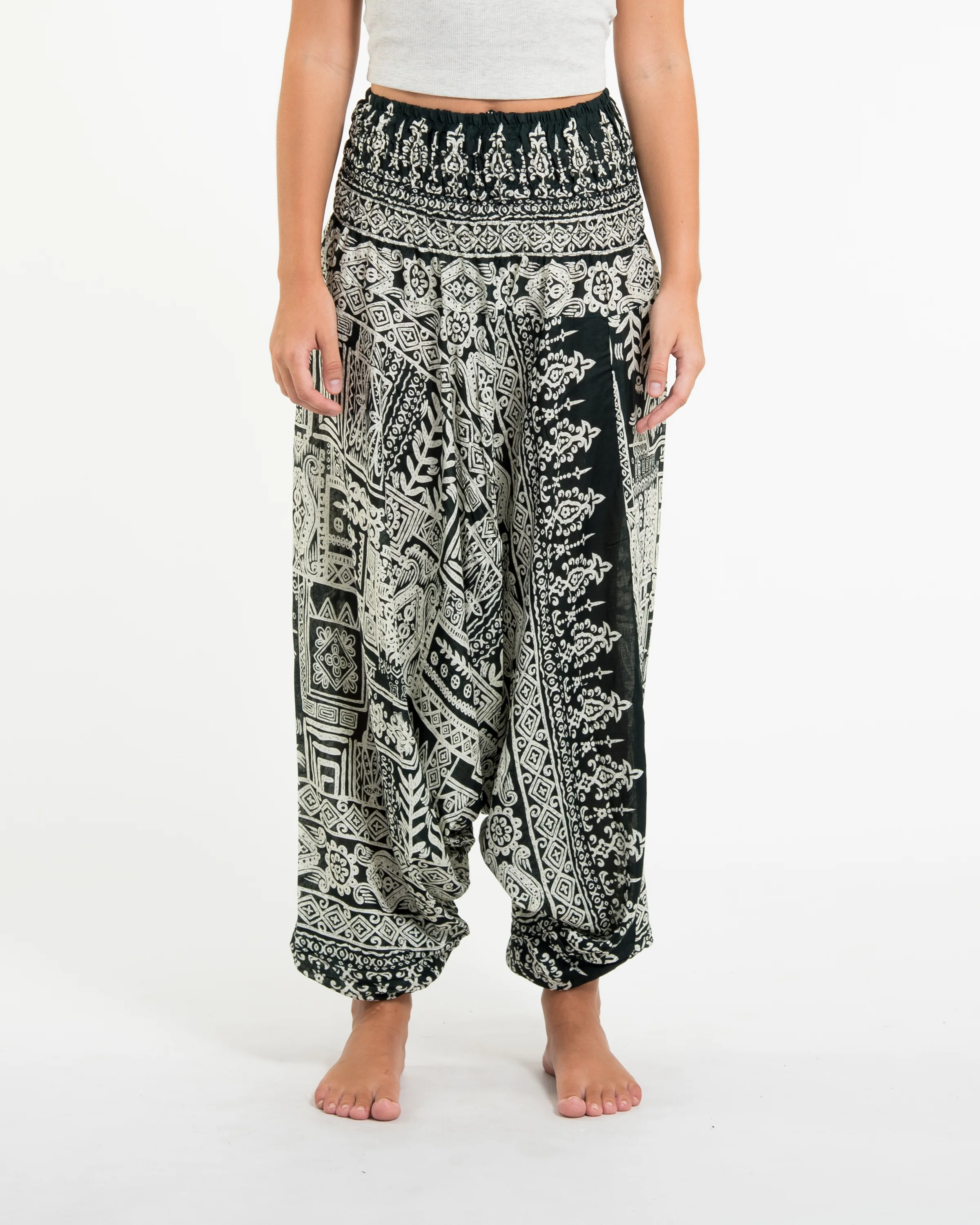 Tribal Prints 2-in-1 Jumpsuit Harem Pants in Green