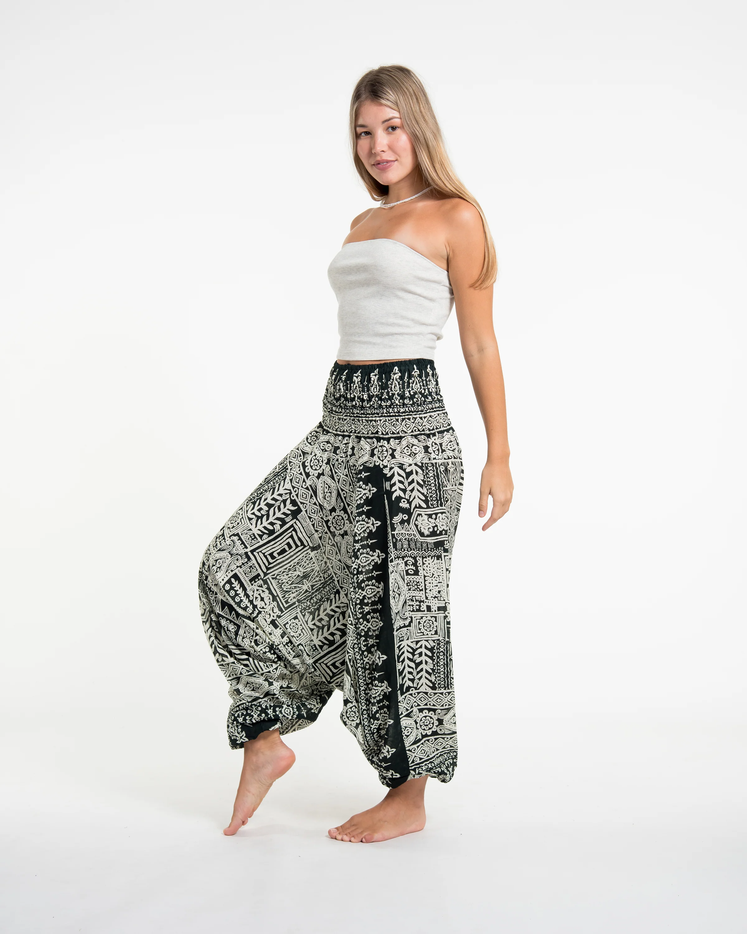 1524-Tribal-Prints-2-in-1-Jumpsuit-Harem-Pants-in-Green-3.webp Tribal Prints 2-in-1 Jumpsuit Harem Pants in Green
