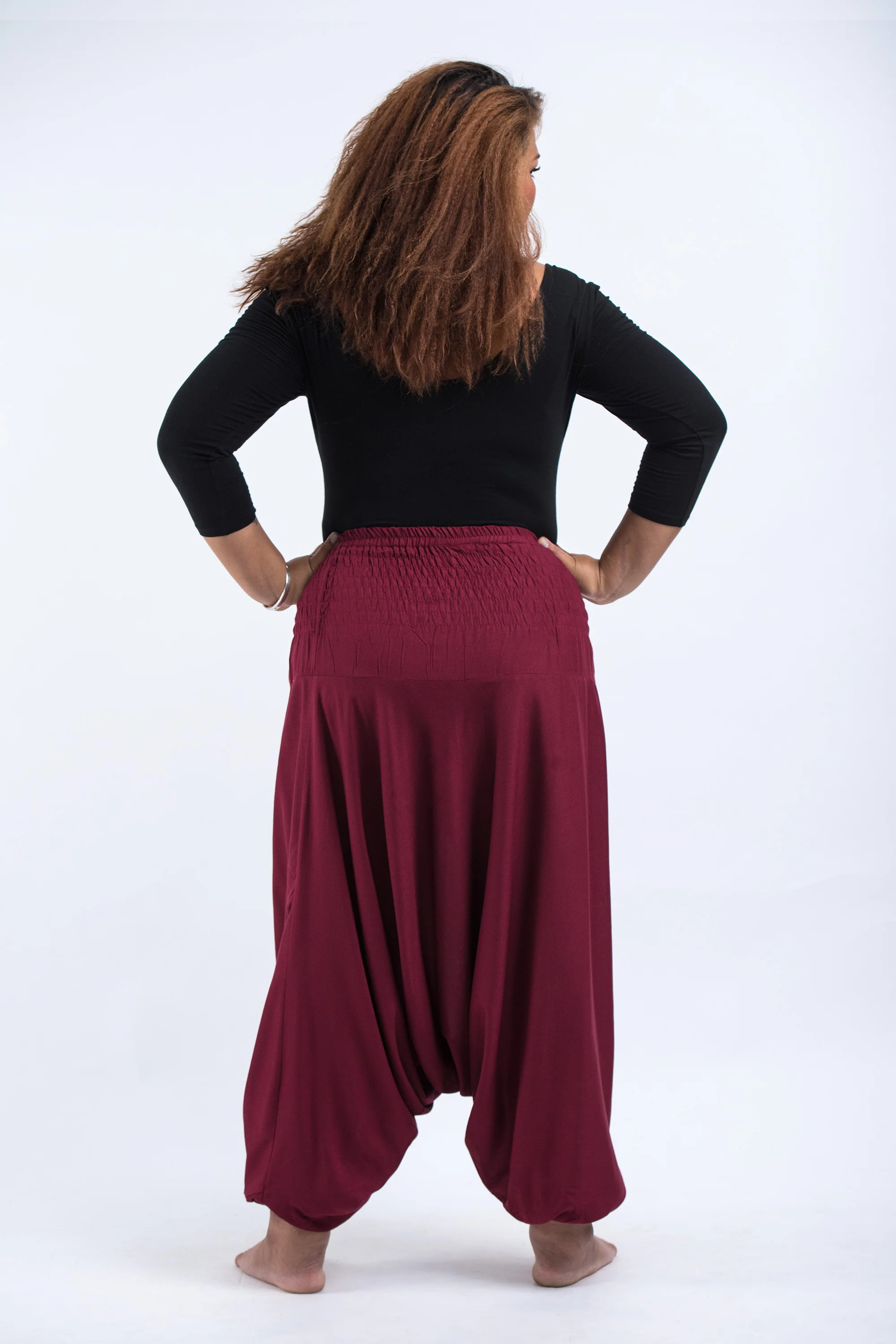 1527-Plus-Size-Solid-Color-2-in-1-Jumpsuit-Harem-Pants-in-Red-4.webp Plus Size Solid Color 2-in-1 Jumpsuit Harem Pants in Red