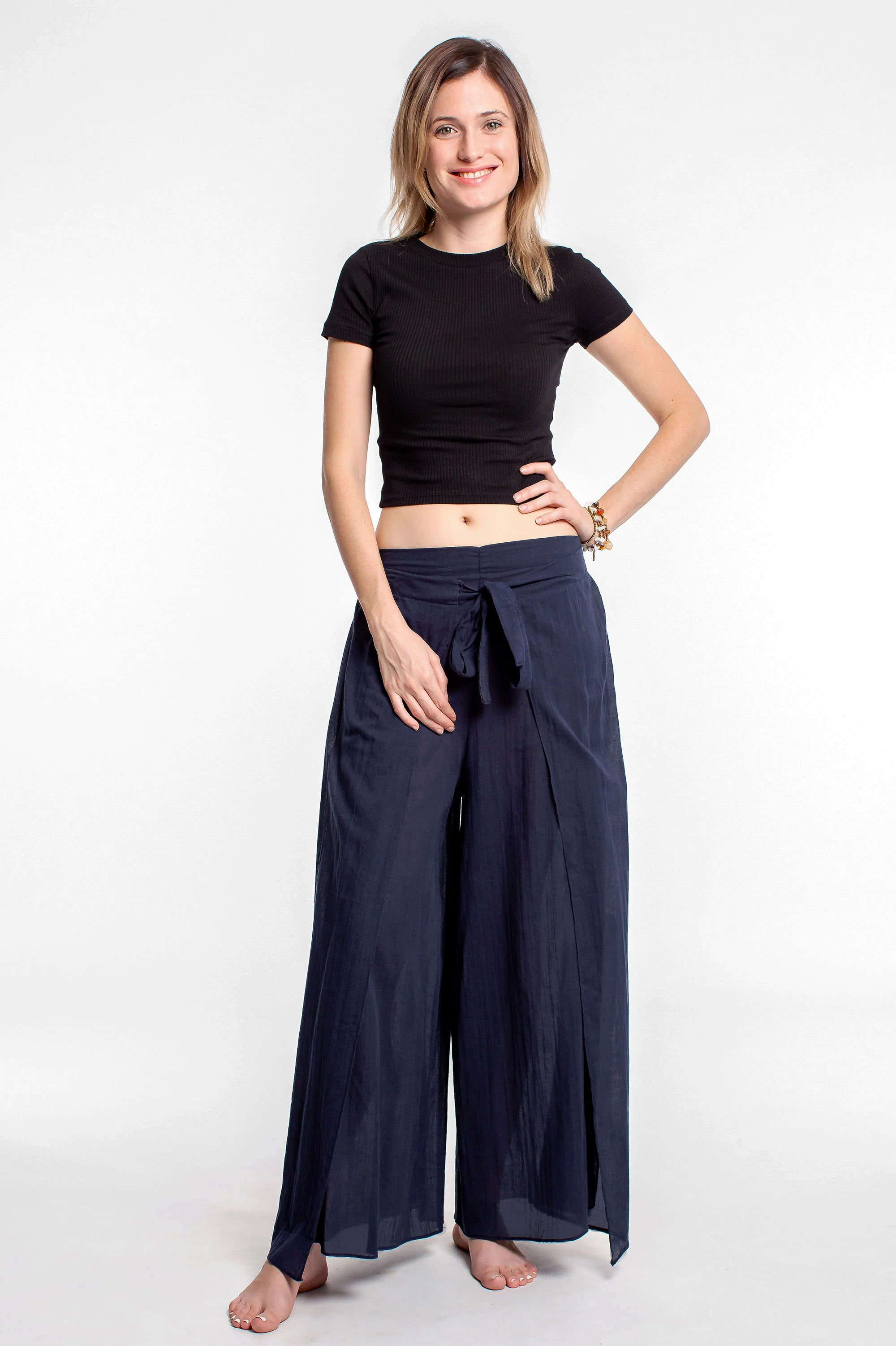 1529-Women-s-Cotton-Wrap-Palazzo-Pants-in-Solid-Navy-3.webp Women's Cotton Wrap Palazzo Pants in Solid Navy