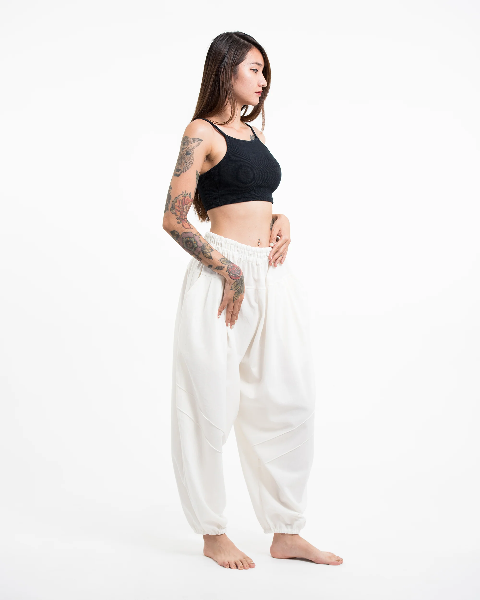 1532-Genie-Women-s-Cotton-Harem-Pants-in-White-3.webp Genie Women's Cotton Harem Pants in White