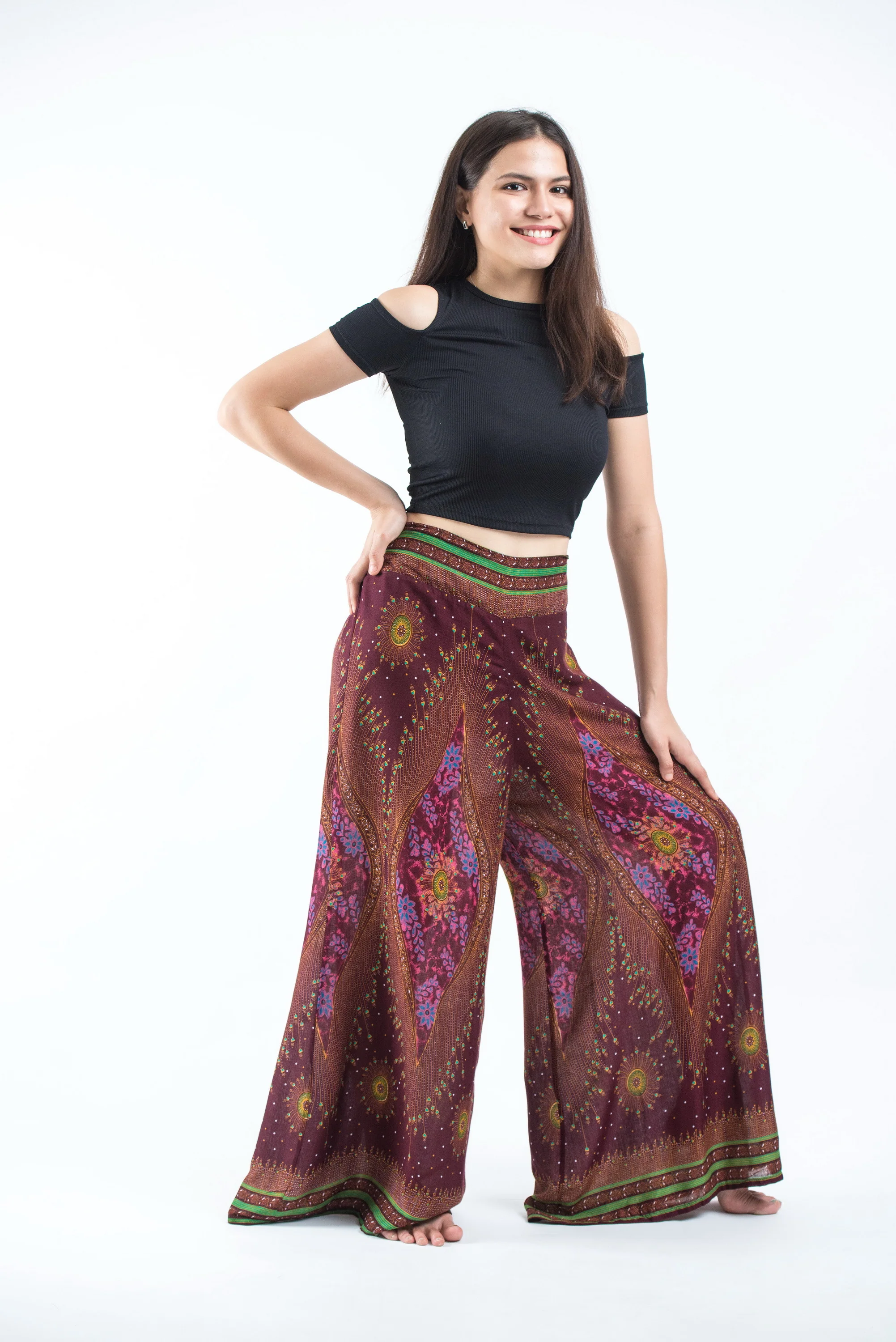 1540-Peacock-Eyes-Palazzo-Style-Harem-Pants-in-Maroon-3.webp Peacock Eyes Palazzo Style Harem Pants in Maroon