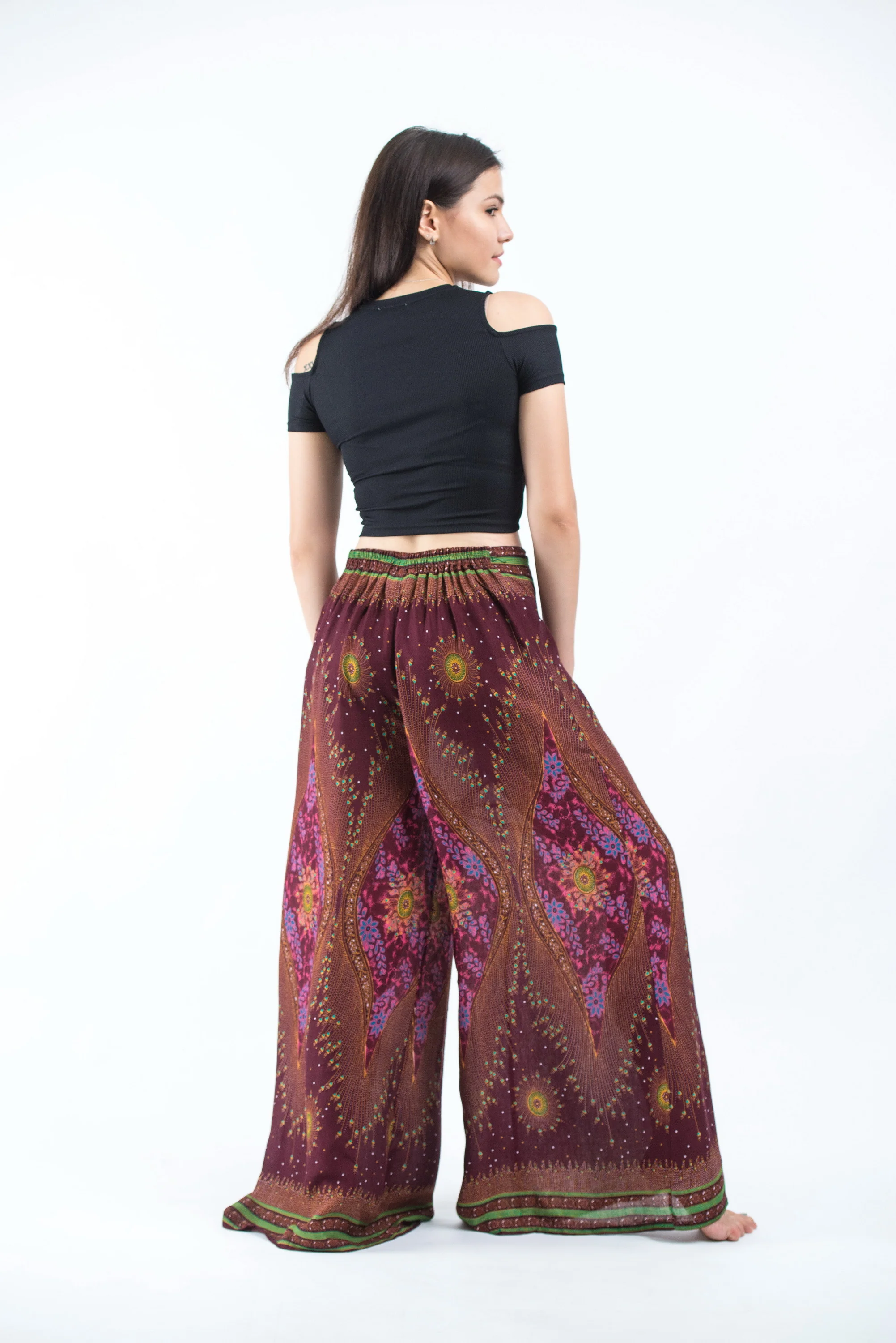 1540-Peacock-Eyes-Palazzo-Style-Harem-Pants-in-Maroon-4.webp Peacock Eyes Palazzo Style Harem Pants in Maroon