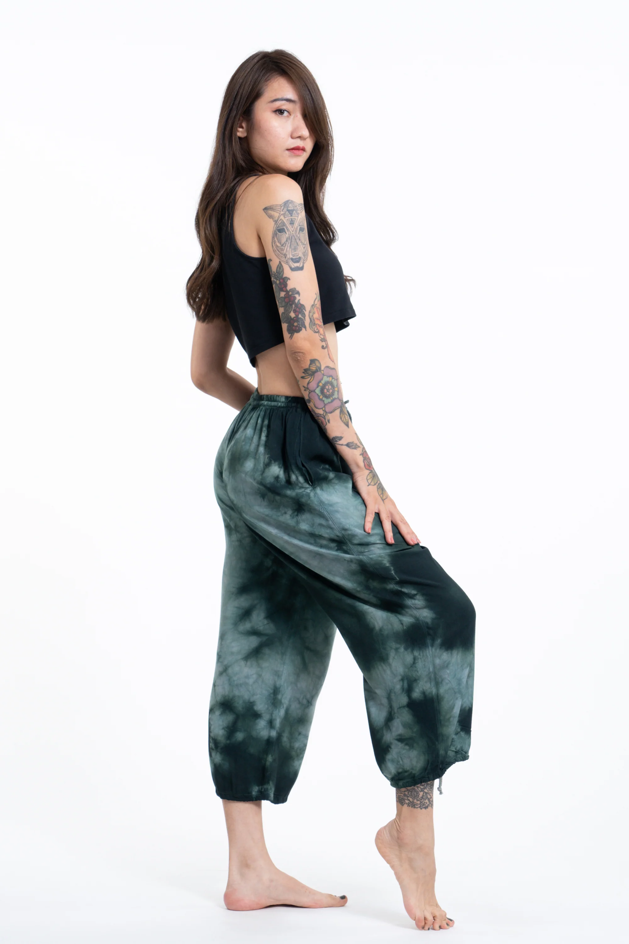 1545-Women-s-Tie-Dye-Drawstring-Yoga-Massage-Cropped-Pants-in-Dark-Teal-3.webp Women's Tie Dye Drawstring Yoga Massage Cropped Pants in Dark Teal