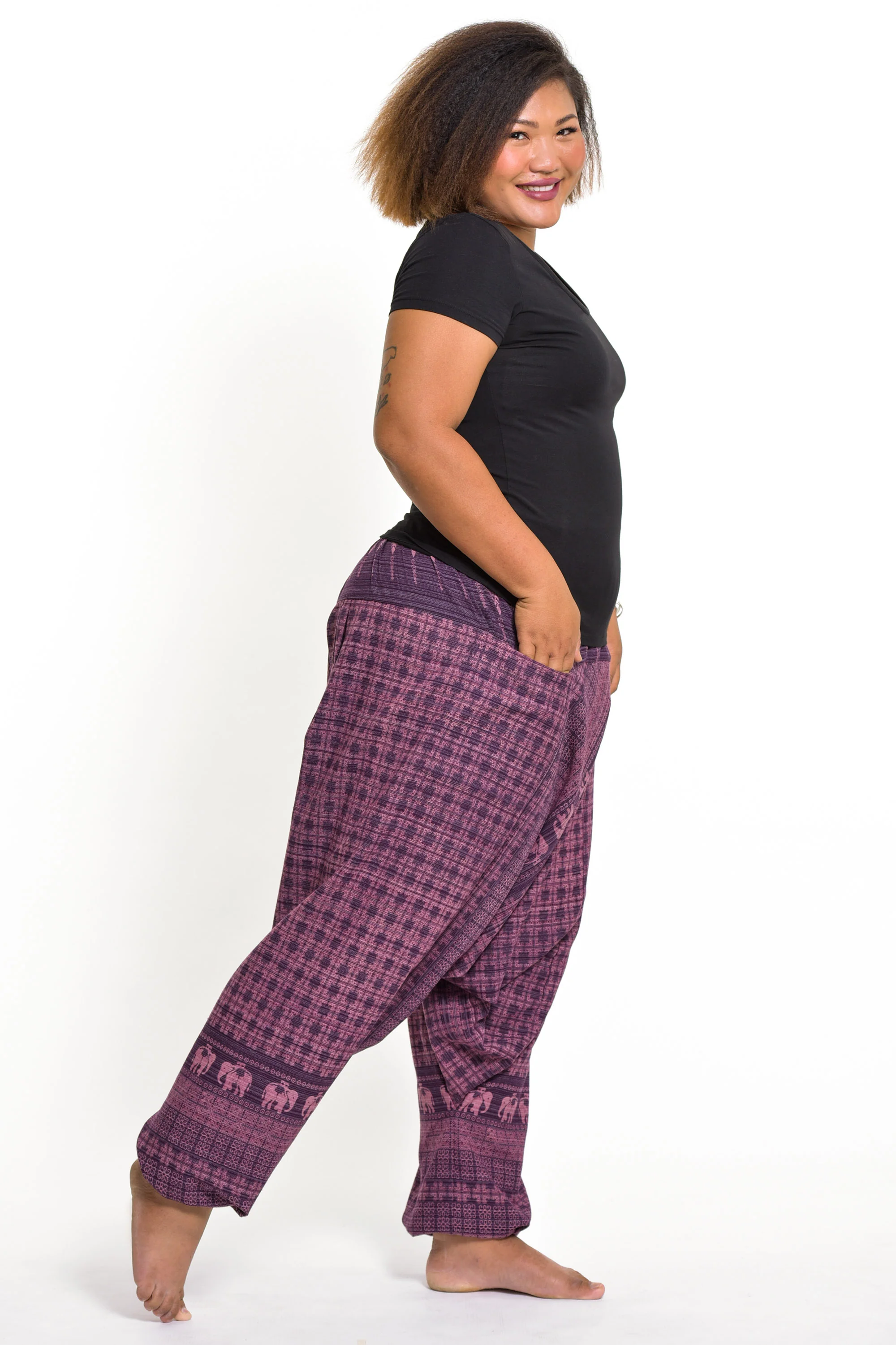 1546-Plus-Size-Hill-Tribe-Elephant-Women-s-Elephant-Pants-in-Purple-4.webp Plus Size Hill Tribe Elephant Women's Elephant Pants in Purple