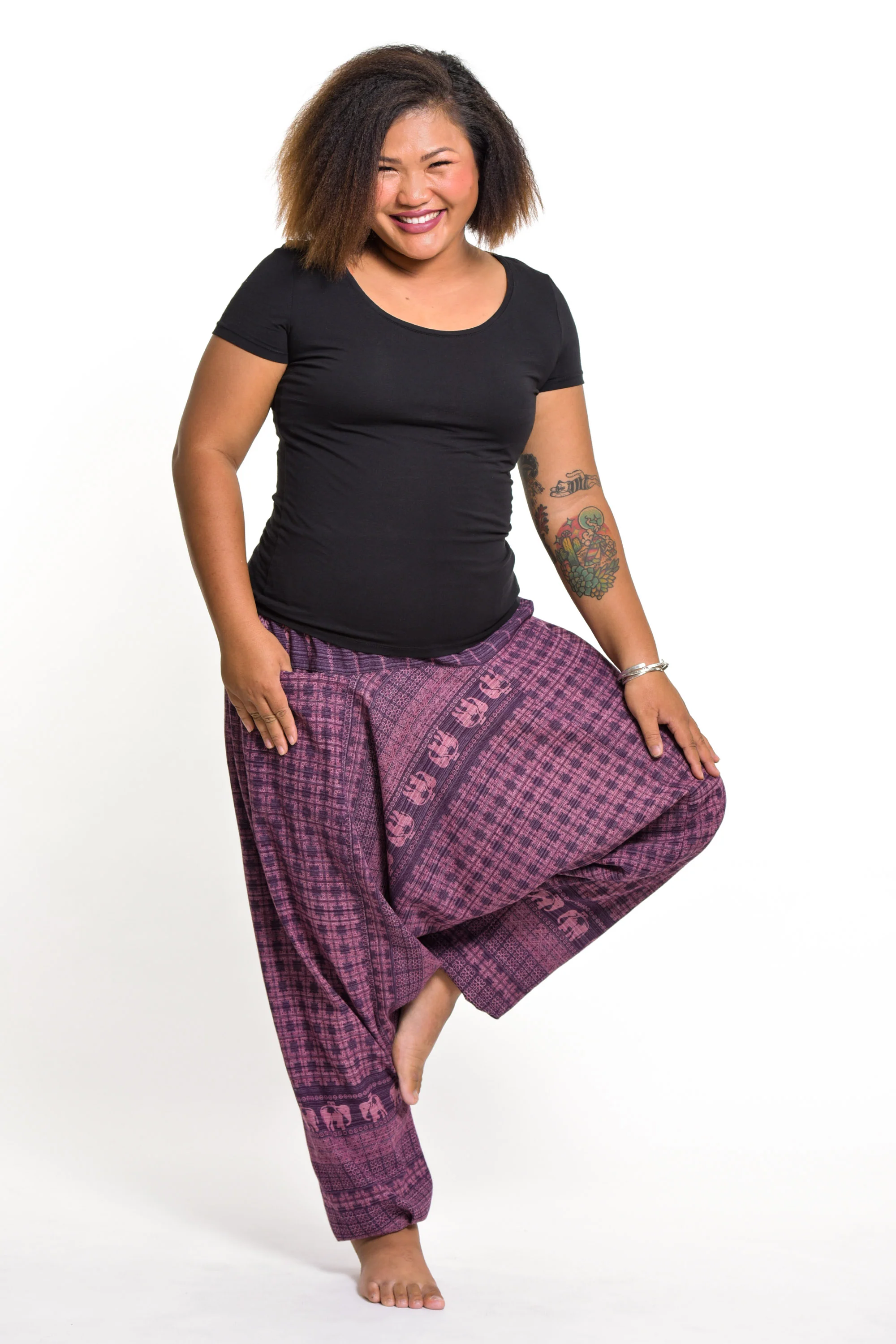 1546-Plus-Size-Hill-Tribe-Elephant-Women-s-Elephant-Pants-in-Purple-5.webp Plus Size Hill Tribe Elephant Women's Elephant Pants in Purple