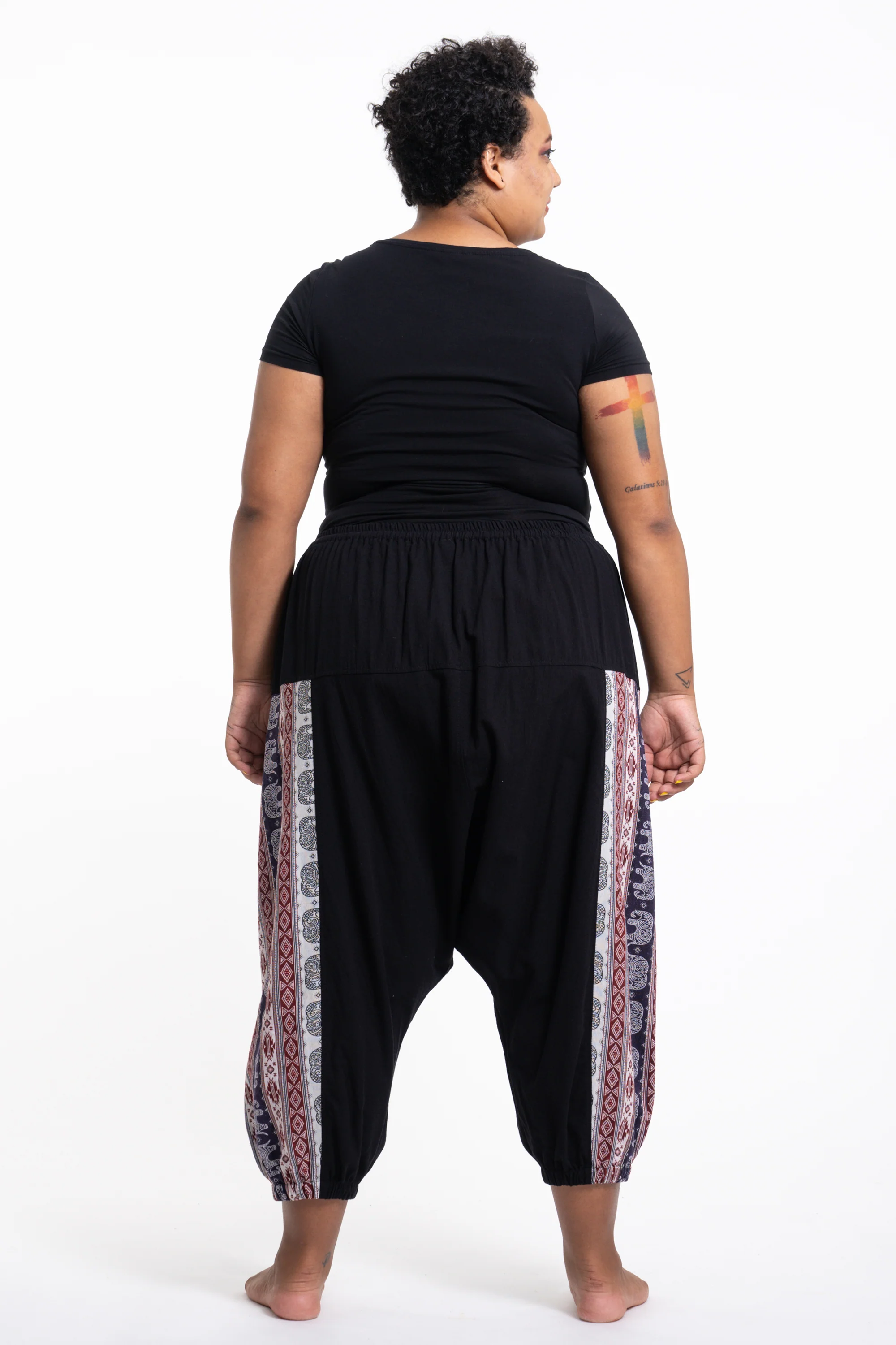 1550-Plus-Size-Elephant-Aztec-Cotton-Women-s-Harem-Pants-in-Black-4.webp Plus Size Elephant Aztec Cotton Women's Harem Pants in Black