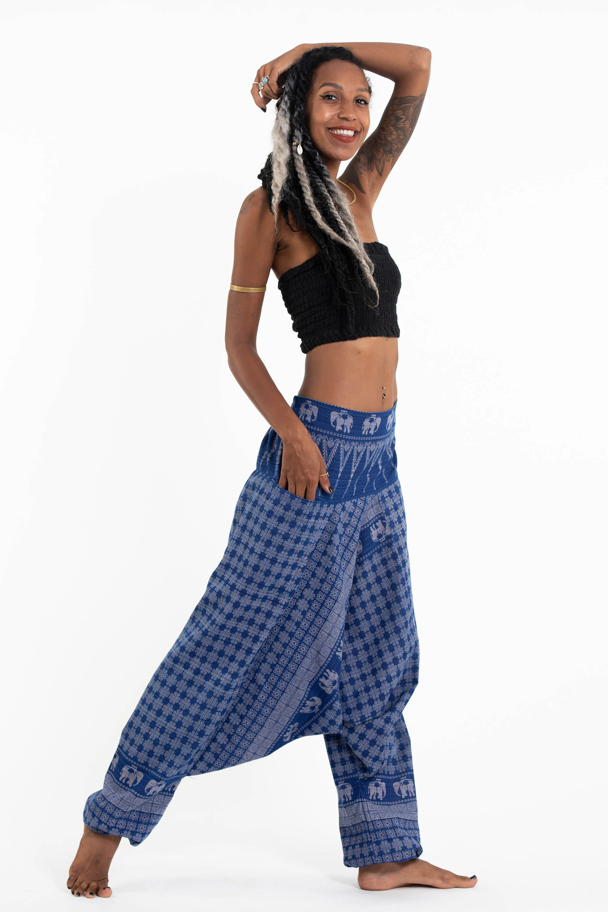 1557-Hill-Tribe-Elephant-Women-s-Elephant-Pants-in-Blue-3.webp Hill Tribe Elephant Women's Elephant Pants in Blue