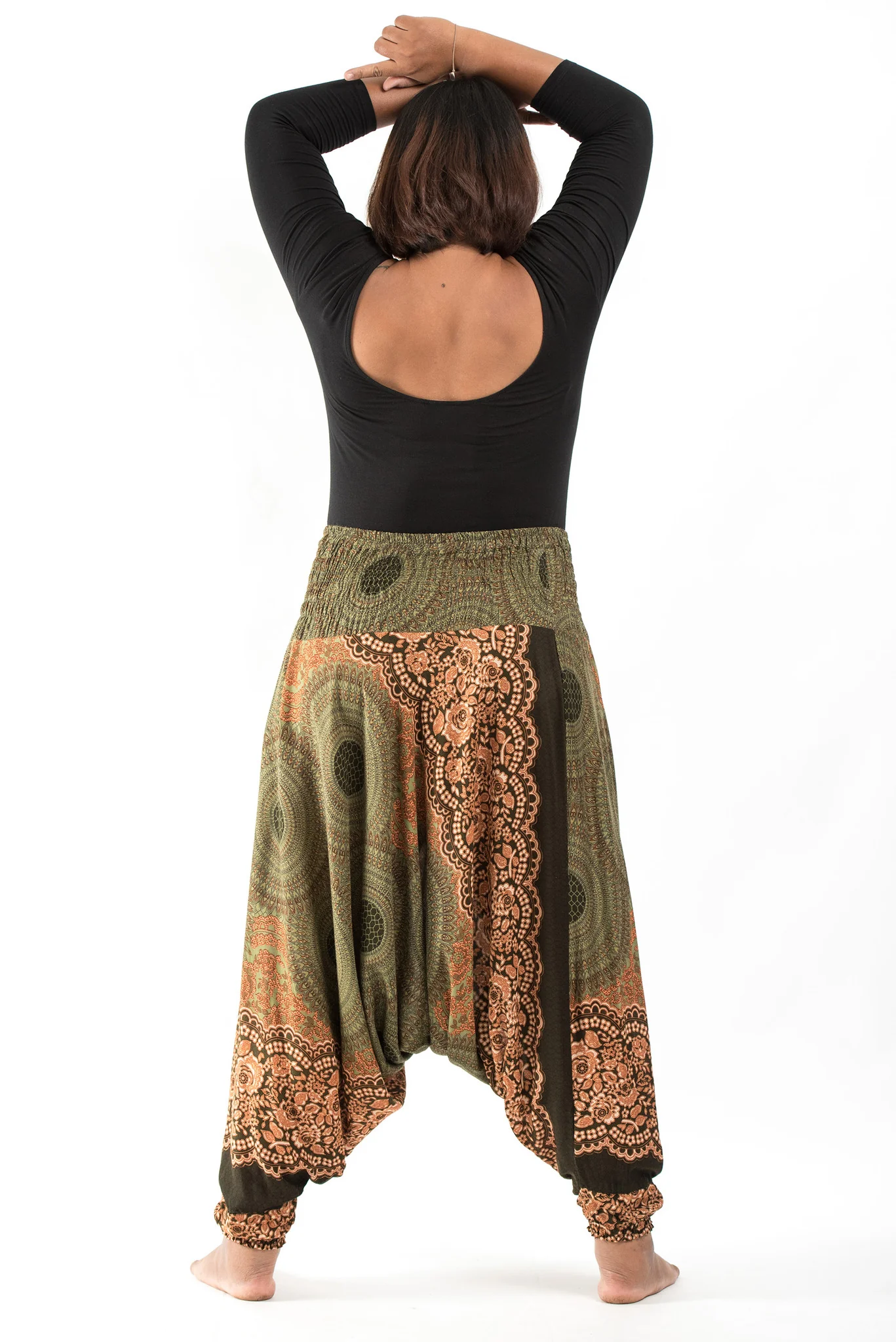 1558-Plus-Size-Geometric-Mandalas-2-in-1-Jumpsuit-Harem-Pants-in-Olive-4.webp Plus Size Geometric Mandalas 2-in-1 Jumpsuit Harem Pants in Olive