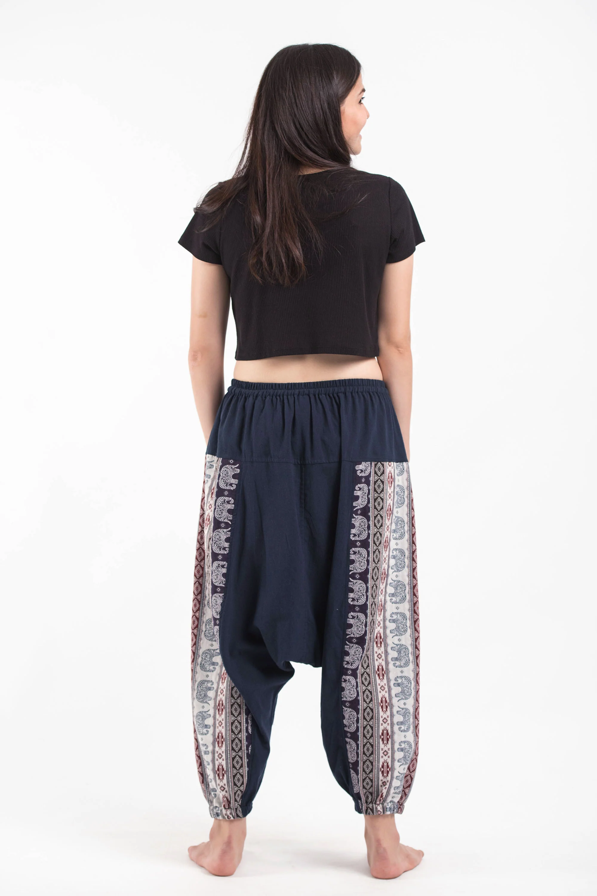1560-Elephant-Aztec-Cotton-Women-s-Harem-Pants-in-Navy-4.webp Elephant Aztec Cotton Women's Harem Pants in Navy