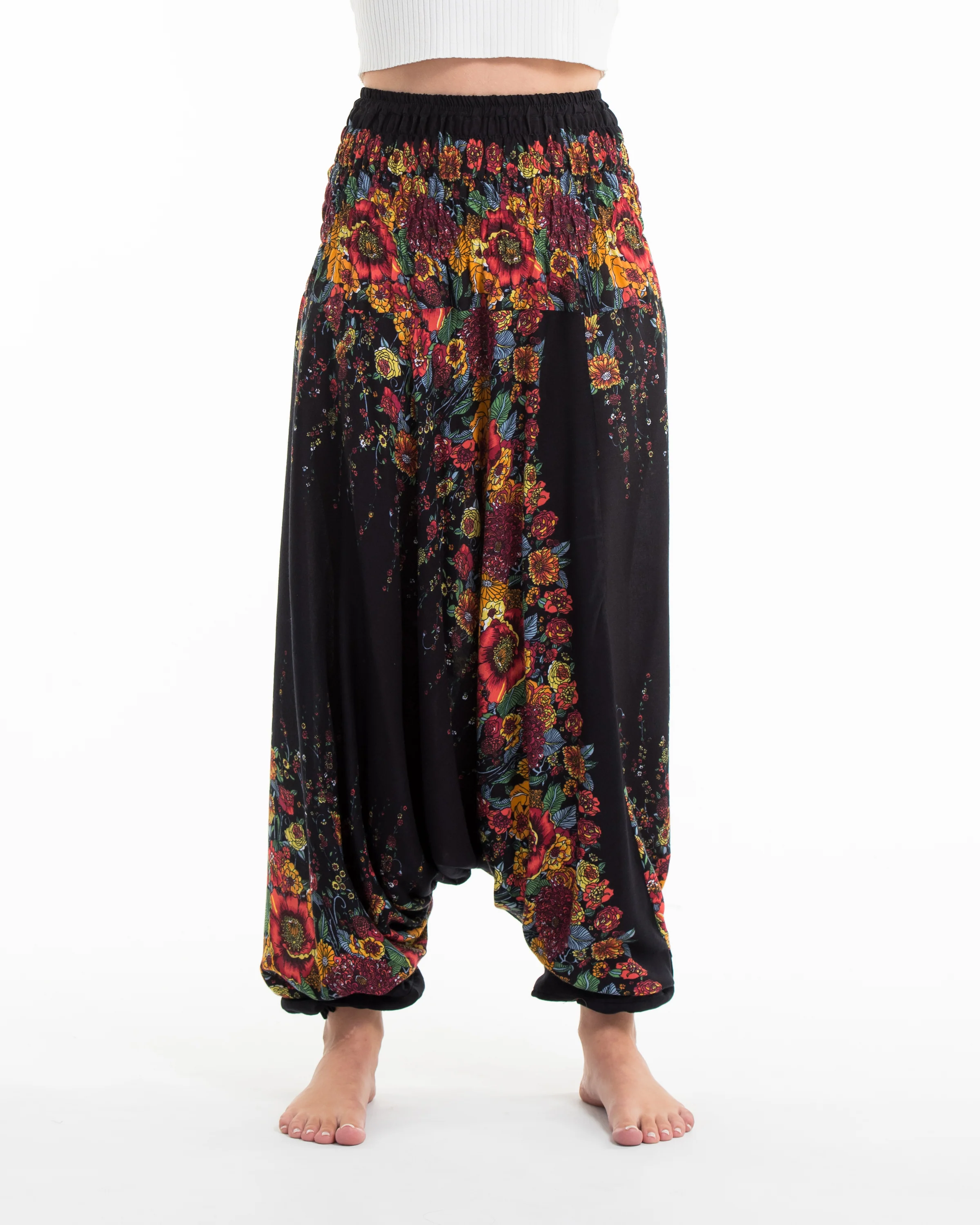 1562-Floral-2-in-1-Jumpsuit-Harem-Pants-in-Black-4.webp Floral 2-in-1 Jumpsuit Harem Pants in Black