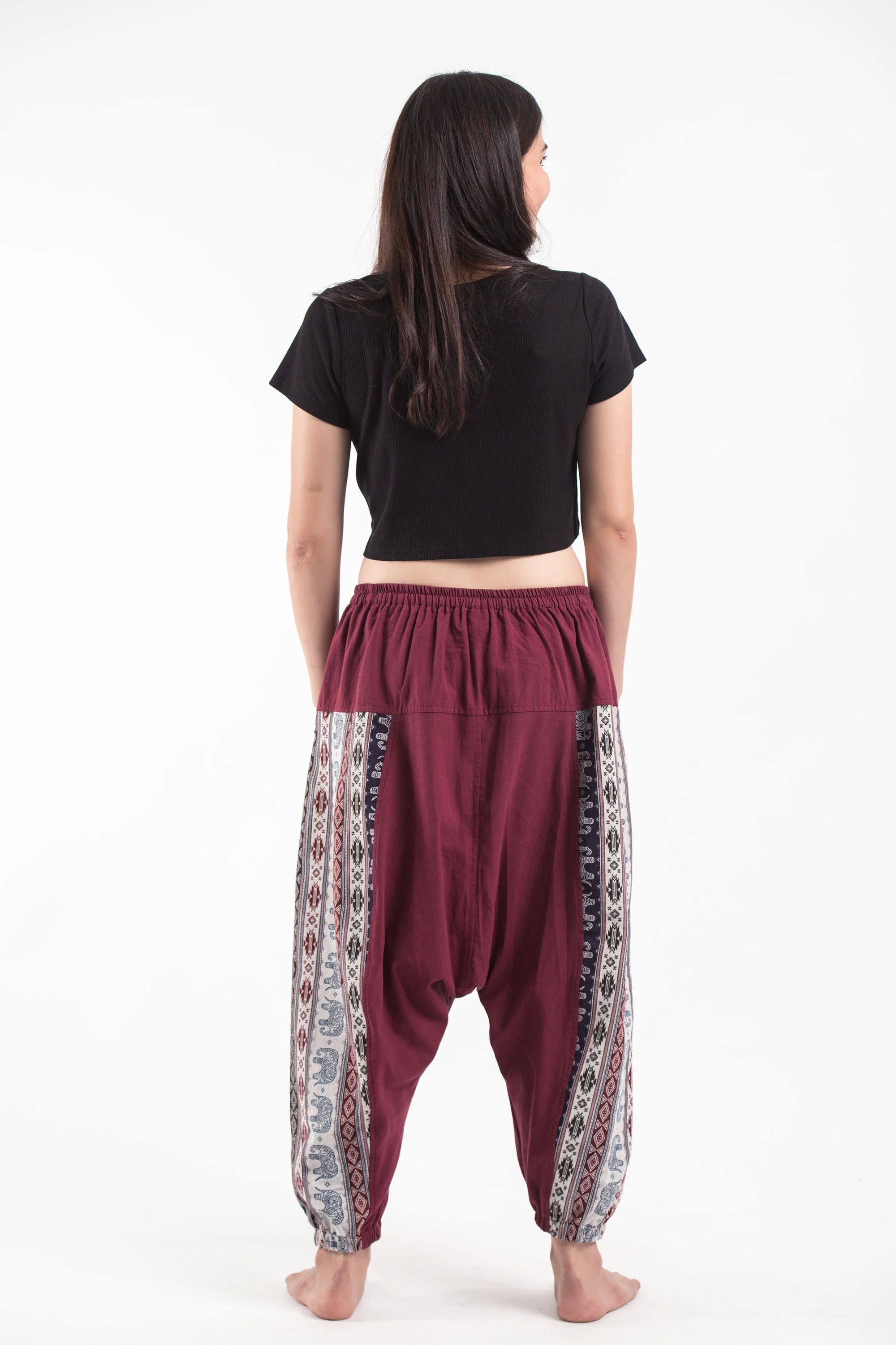 1576-Elephant-Aztec-Cotton-Women-s-Harem-Pants-in-Red-4.webp Elephant Aztec Cotton Women's Harem Pants in Red