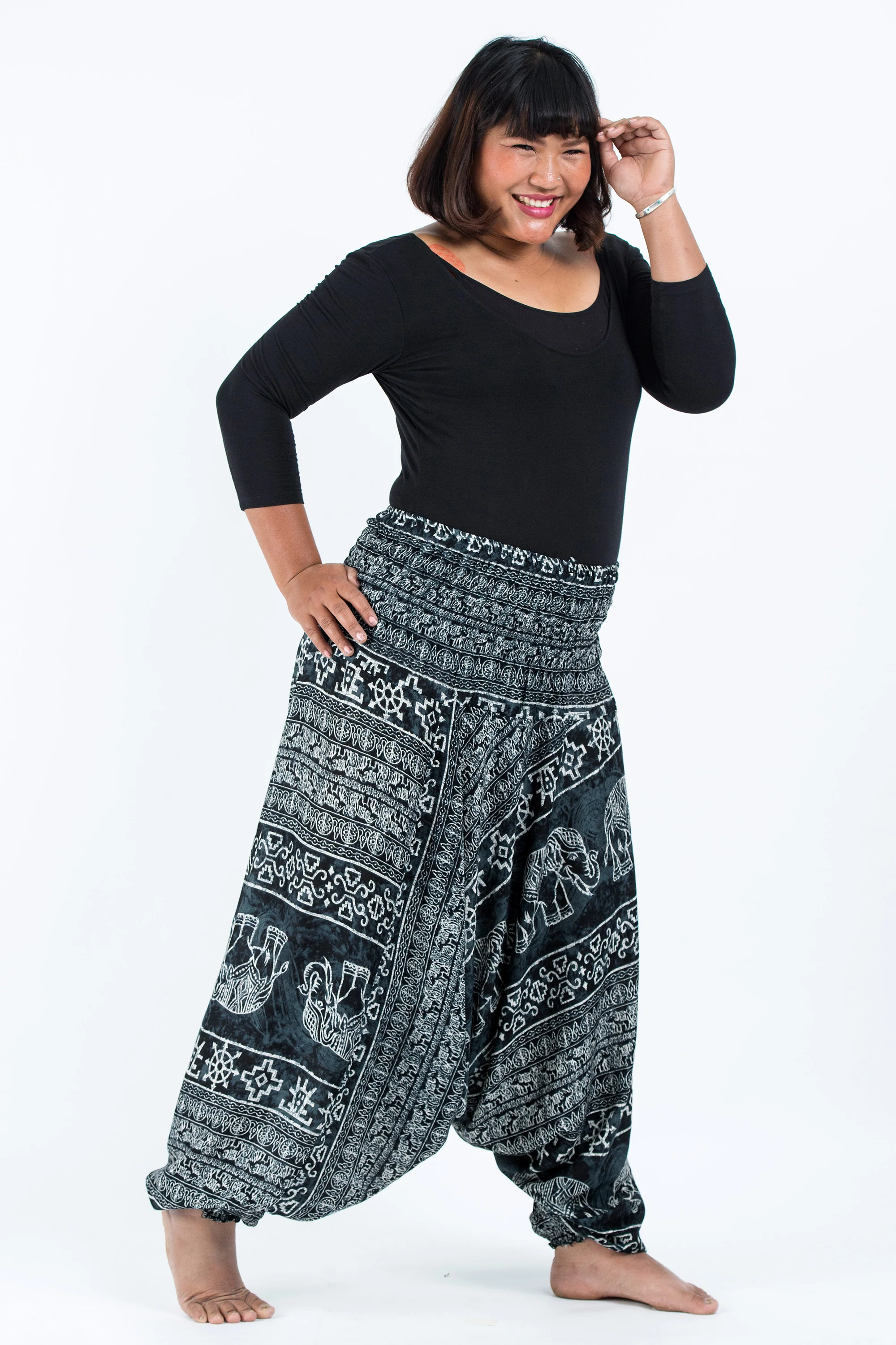 1577-Plus-Size-Marble-Elephant-2-in-1-Jumpsuit-Elephant-Pants-in-Black-3.webp Plus Size Marble Elephant 2-in-1 Jumpsuit Elephant Pants in Black