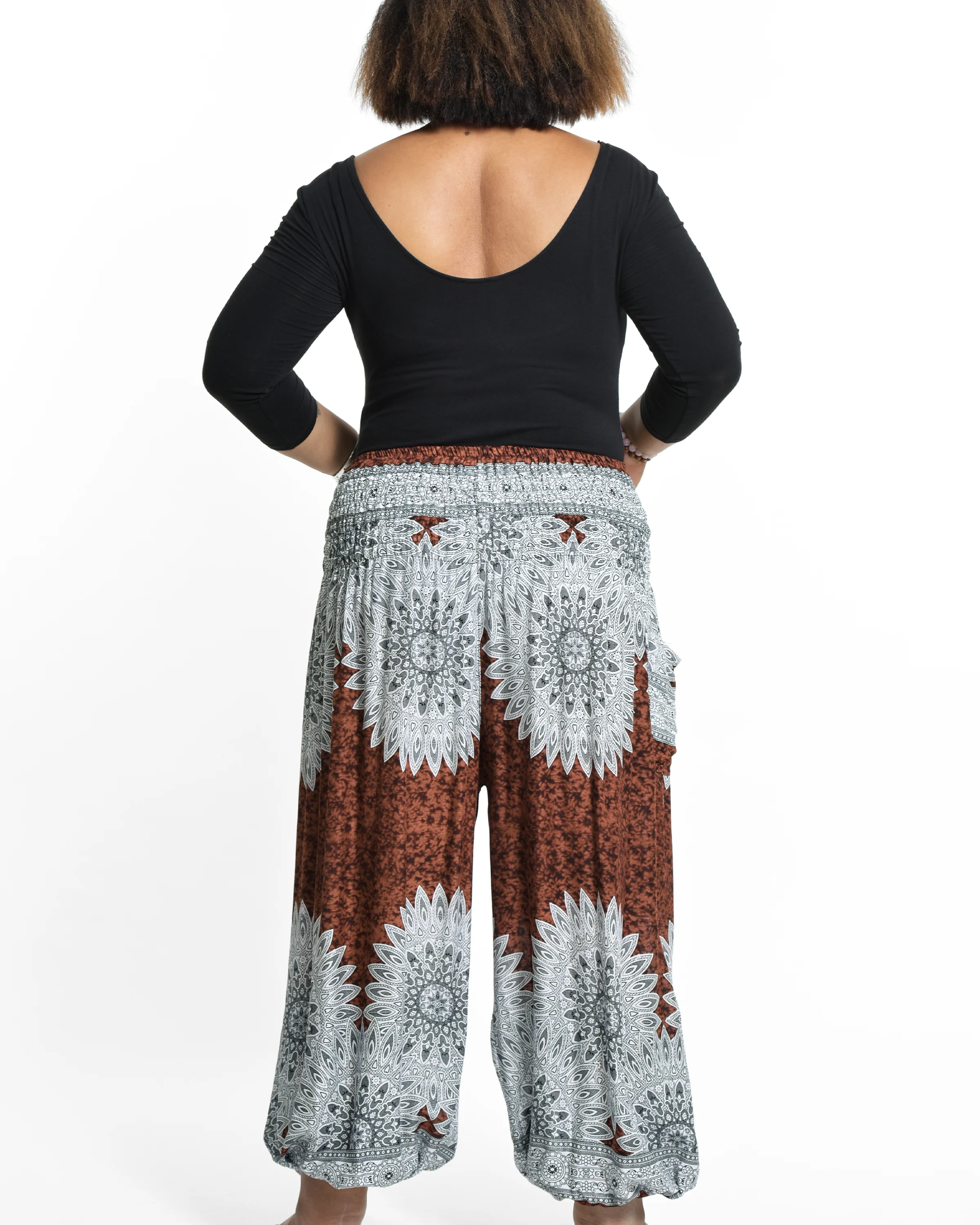 1581-Plus-Size-Marble-Mandalas-Women-s-Harem-Pants-in-Brown-3.webp Plus Size Marble Mandalas Women's Harem Pants in Brown