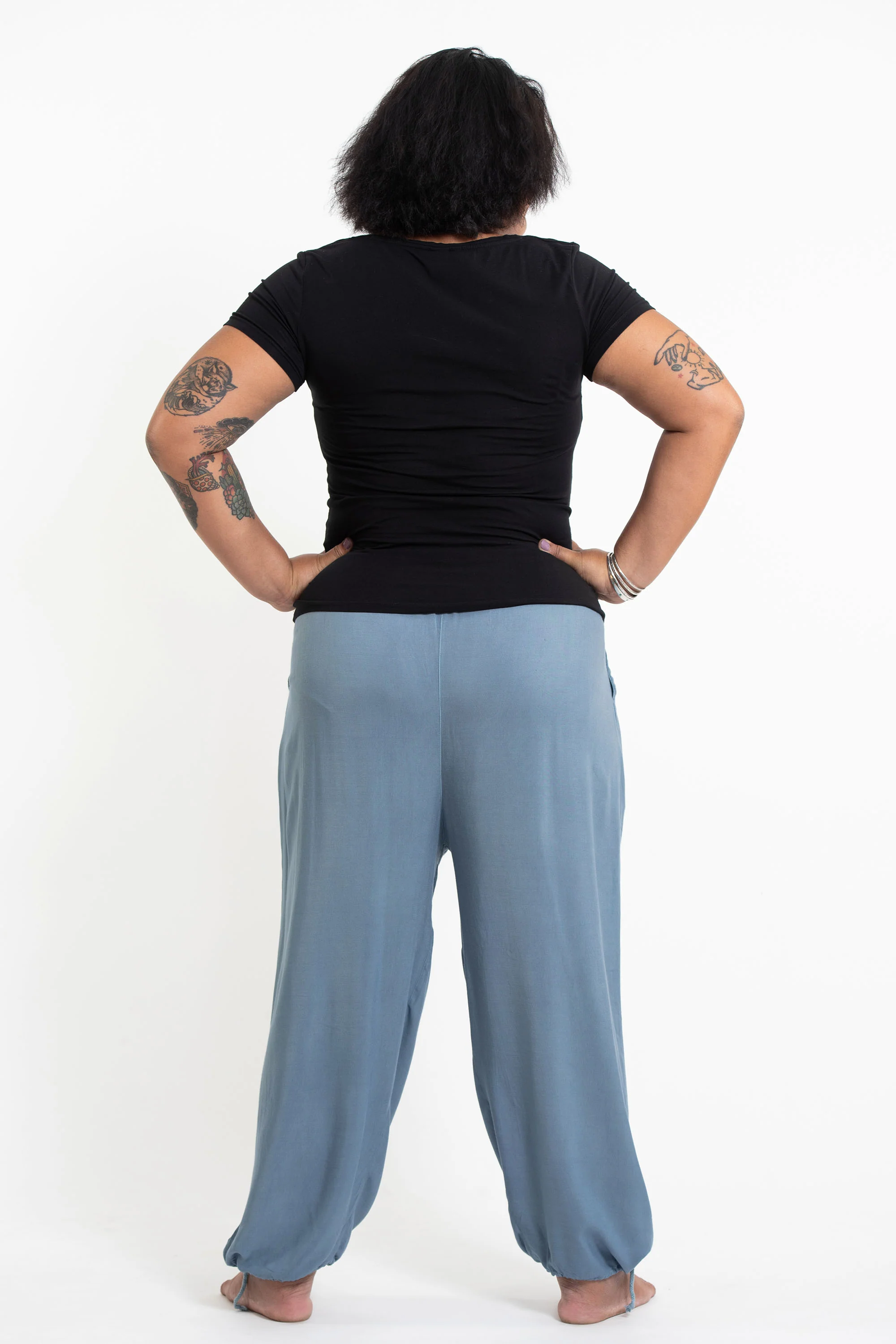 1583-Plus-Size-Solid-Color-Drawstring-Women-s-Yoga-Massage-Pants-in-Blue-Gray-4.webp Plus Size Solid Color Drawstring Women's Yoga Massage Pants in Blue Gray