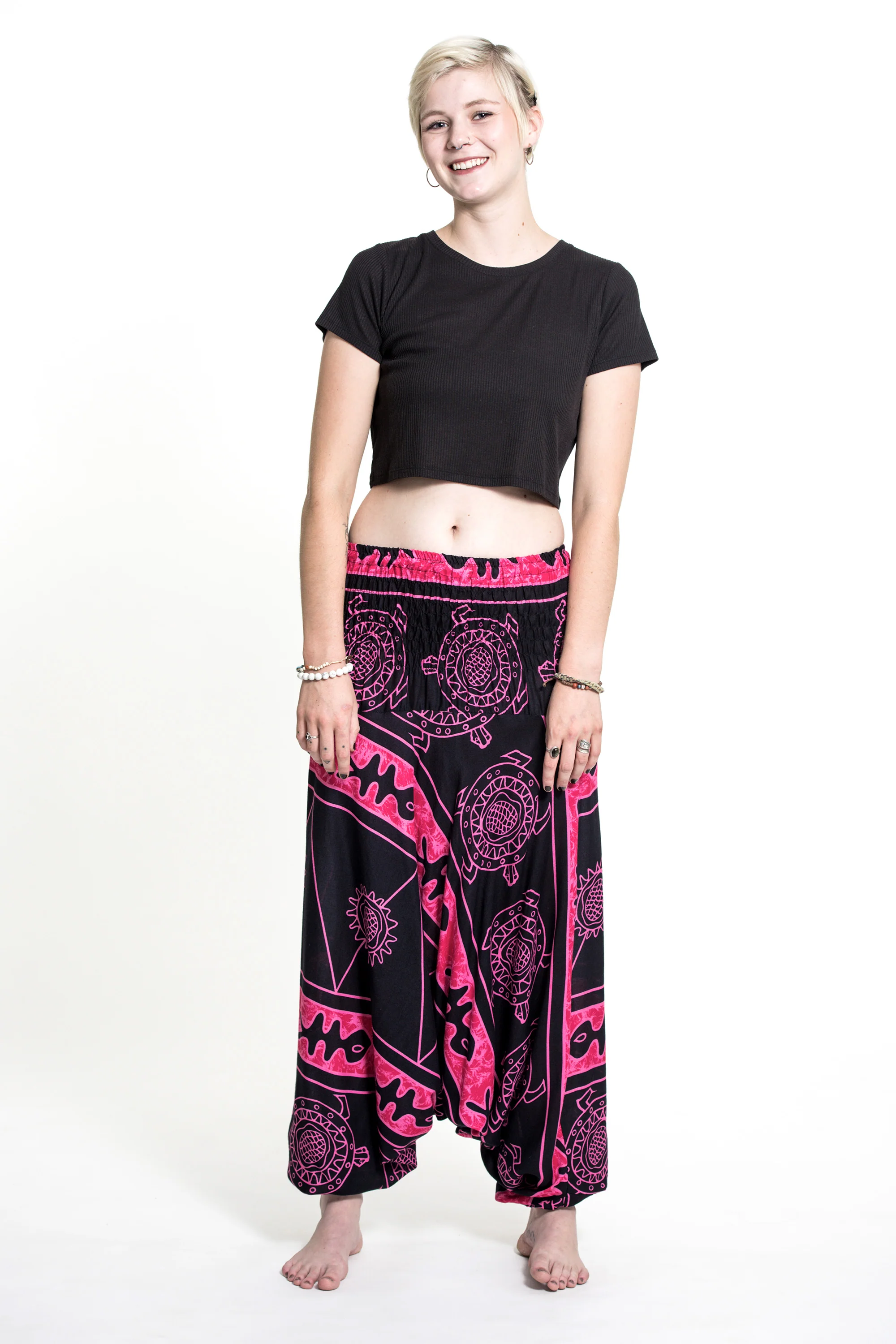 1591-Turtle-Print-2-in-1-Jumpsuit-Harem-Pants-in-Pink-3.webp Turtle Print 2-in-1 Jumpsuit Harem Pants in Pink