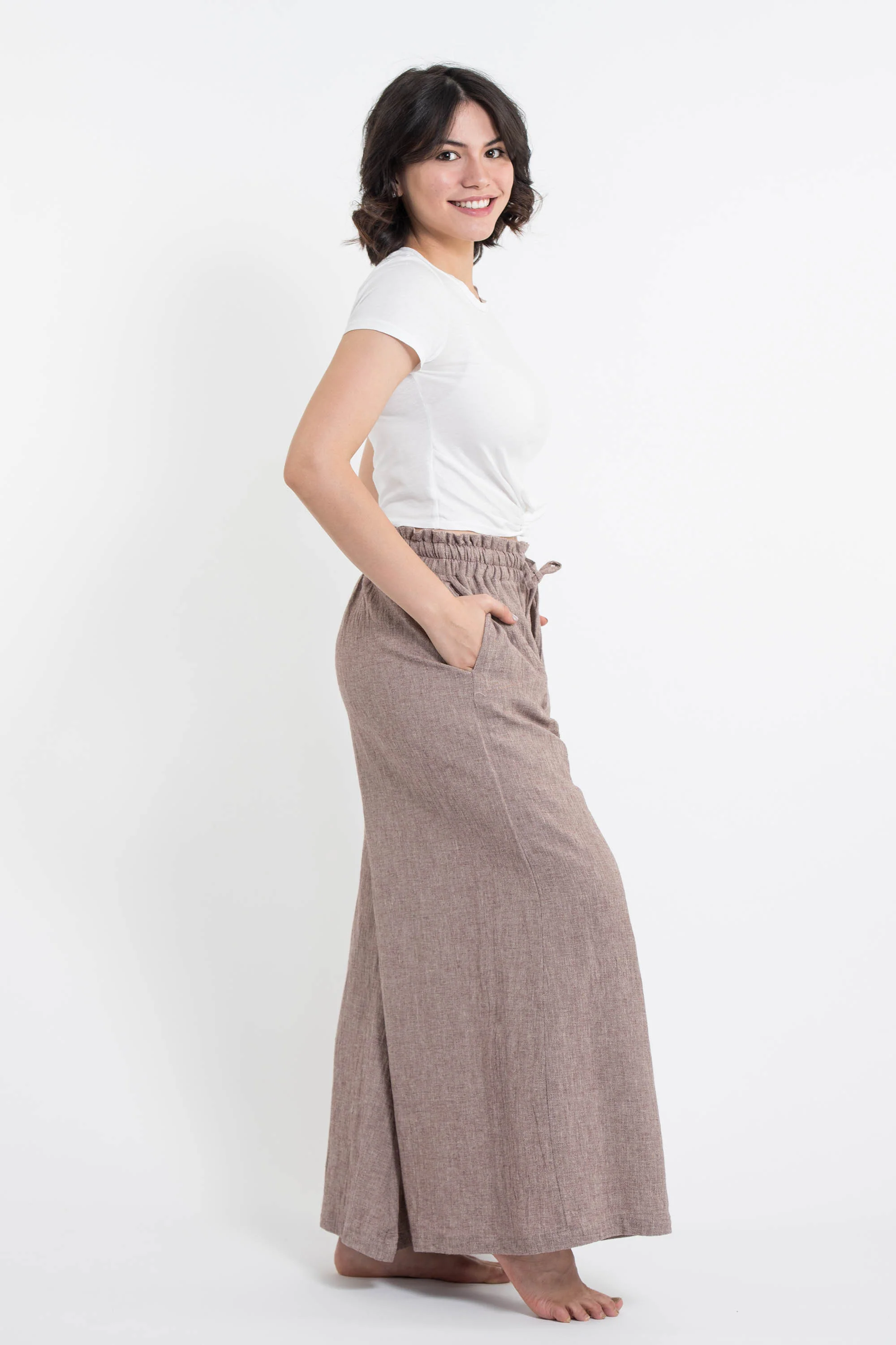 1593-Women-s-Linen-Cotton-Blend-Palazzo-Pants-in-Brown-3.webp Women's Linen Cotton Blend Palazzo Pants in Brown